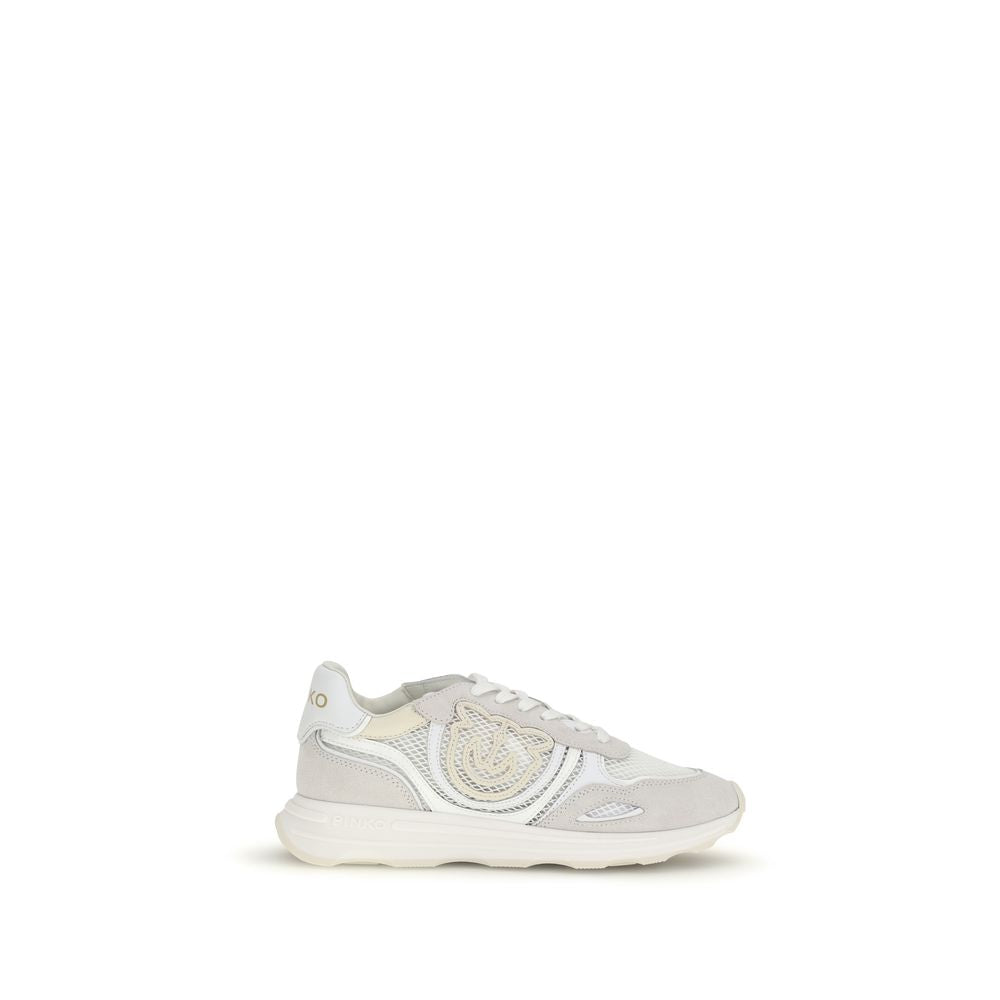 PINKO White Calf Leather Bos Taurus Athletic Sneakers