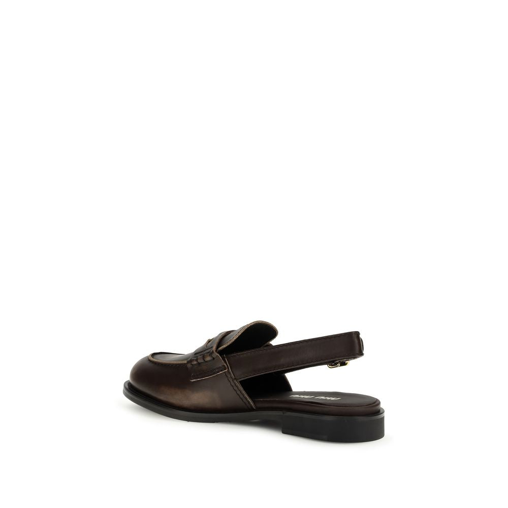 Miu Miu Brown Calf Leather Bos Taurus Slip-On Loafers - Luxe Marca