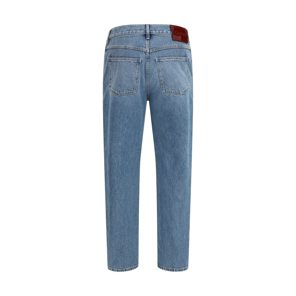 Gucci Blue Cotton Slim Fit Jeans