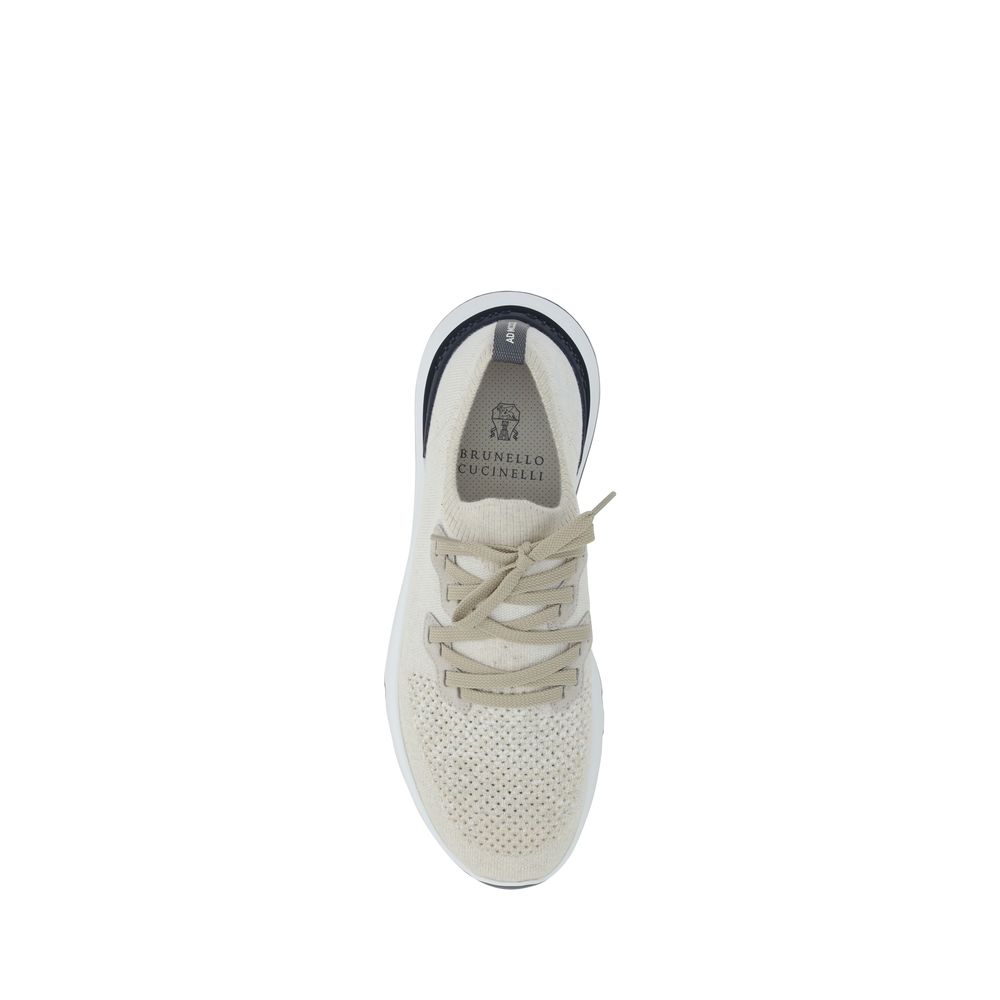 Brunello Cucinelli White Cotton Athletic Sneakers