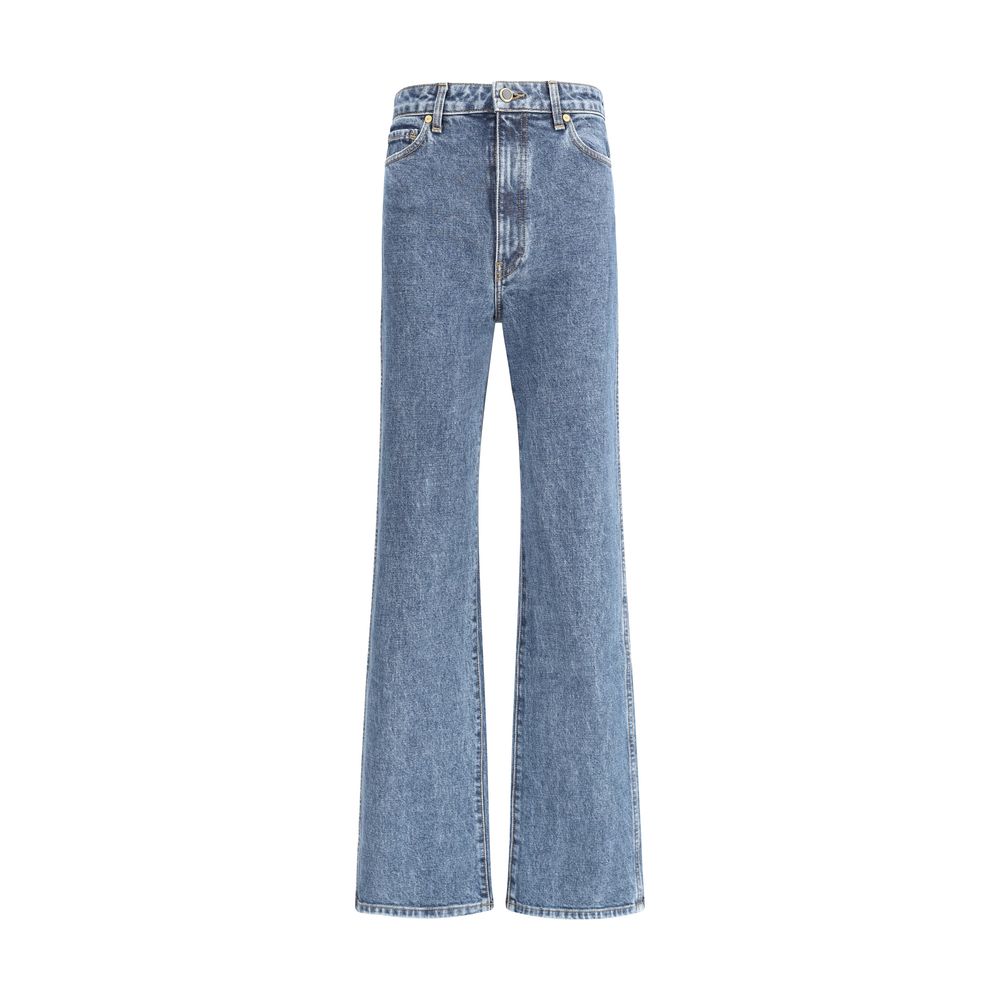 Khaite Blue Cotton High-Waisted Jean