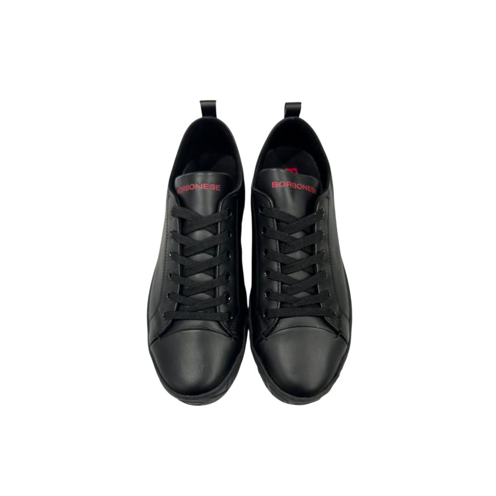 Borbonese Black Leather Men Sneaker