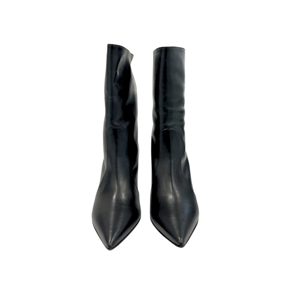 Borbonese Black Leather Women Boot with Stiletto Heel
