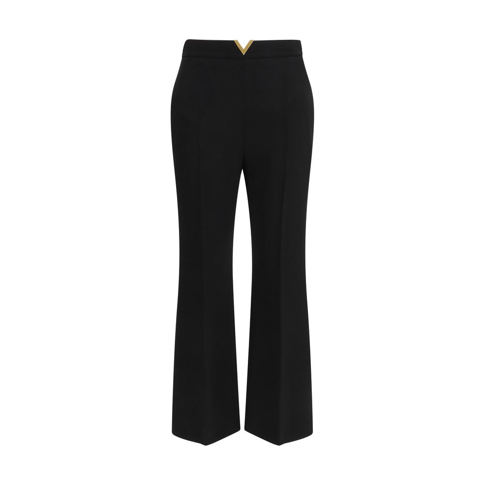 Valentino Black Fleece Wool Flared Pants