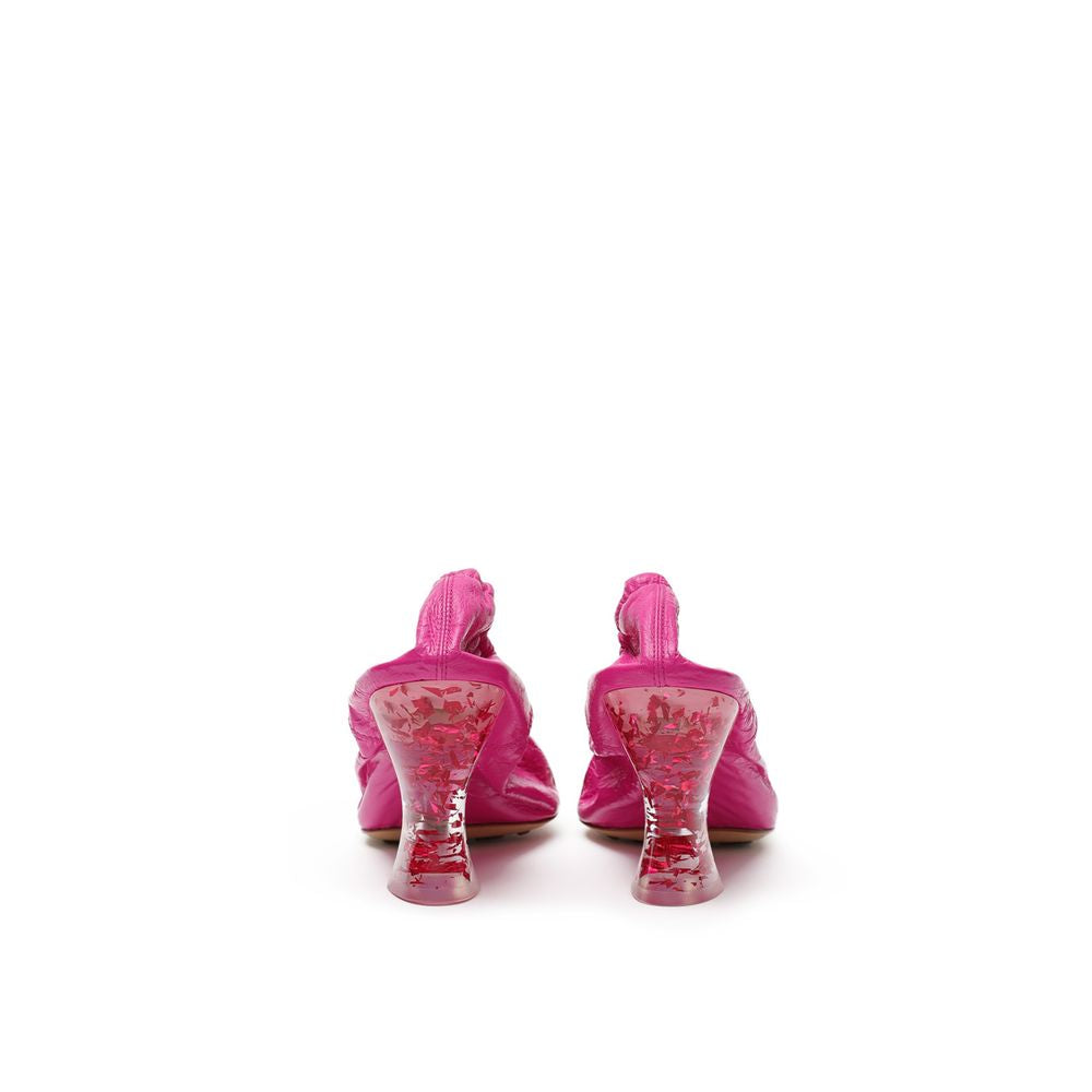 Bottega Veneta Fuchsia Leather Slippers - Luxe Marca
