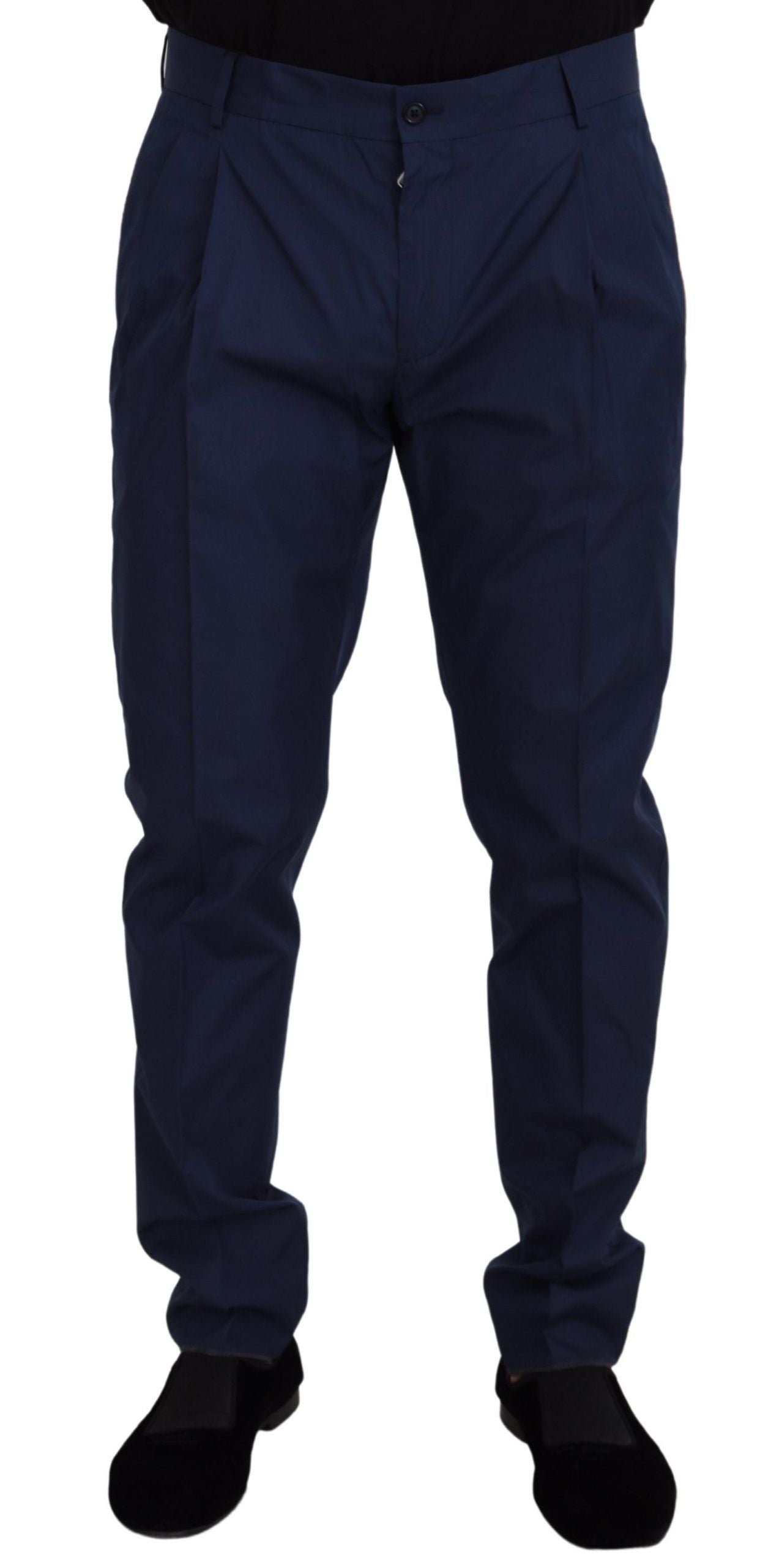 Dolce & Gabbana Blue Cotton Dress Pants - Luxe Marca