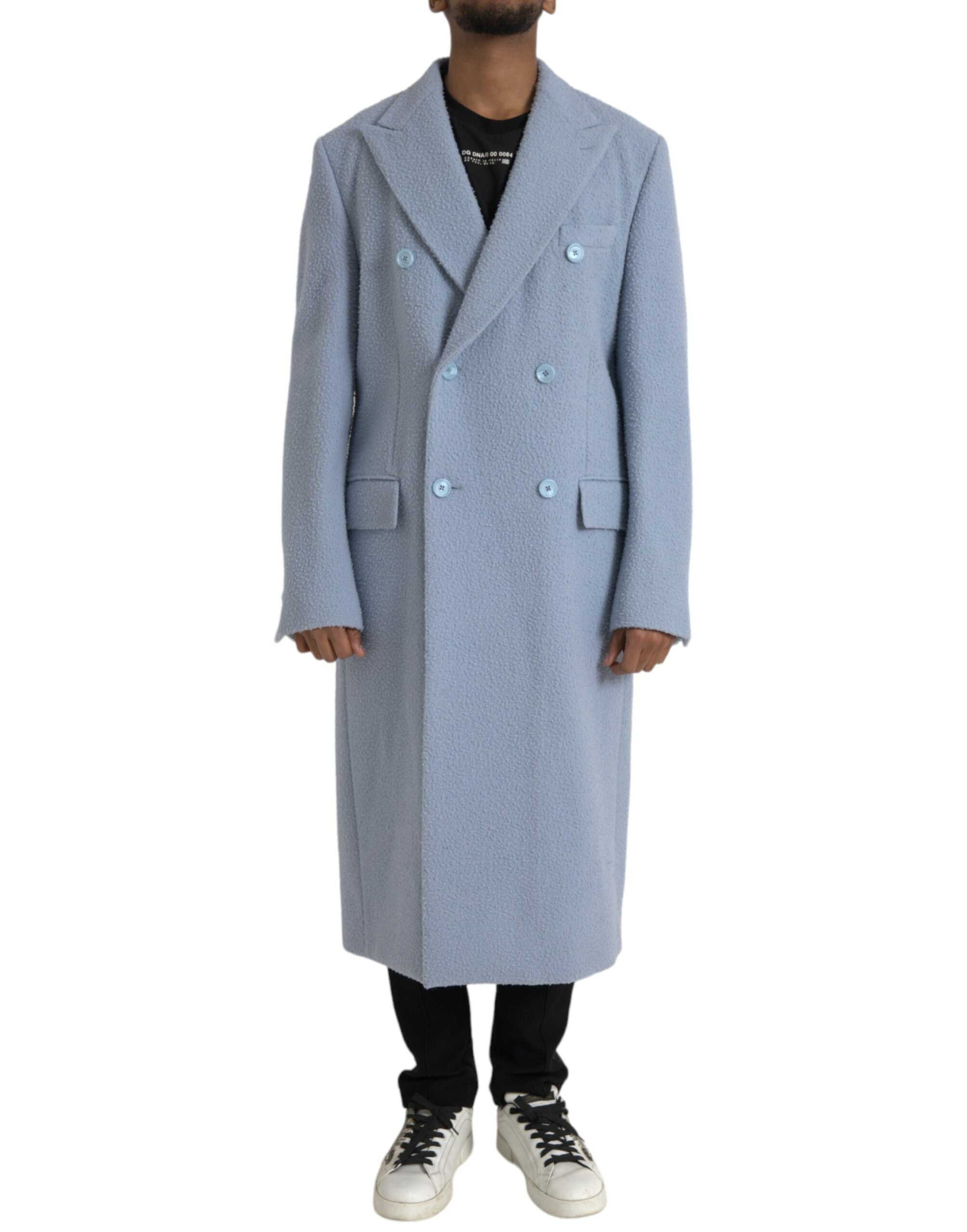 Dolce & Gabbana Light Blue Cashmere Trench Coat - Luxe Marca