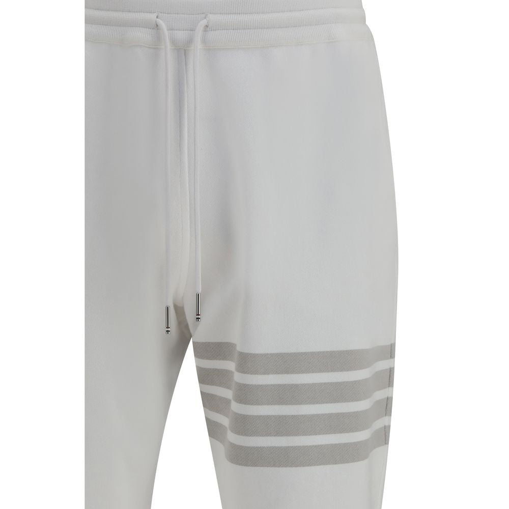 Thom Browne White Cotton Joggers (Workout Pants) - Luxe Marca