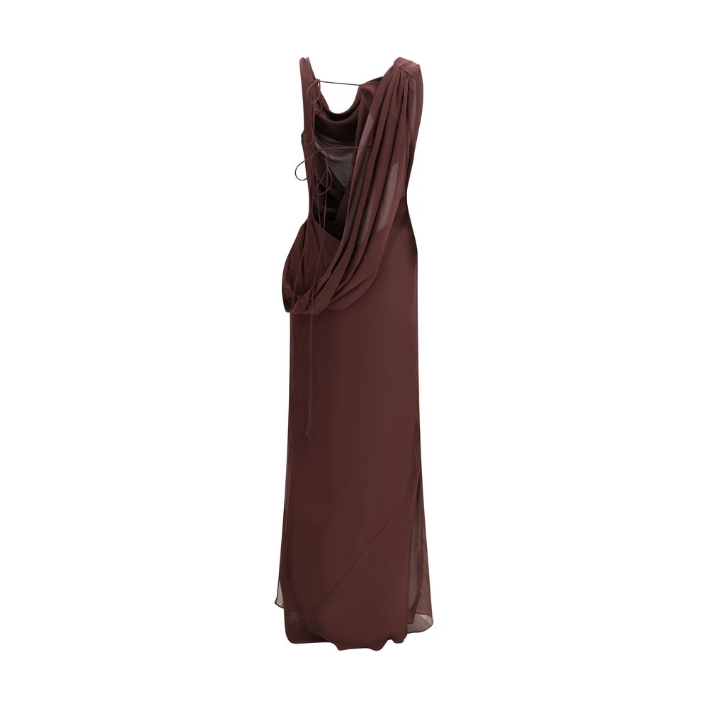 The Andamane Brown Silk Long Dress