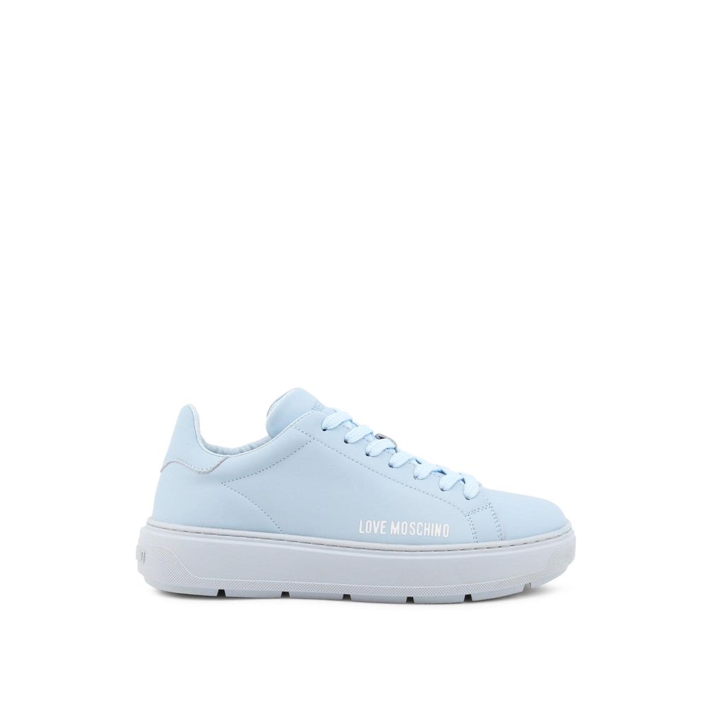 Moschino Blue Leather Low Top Sneakers - Luxe Marca