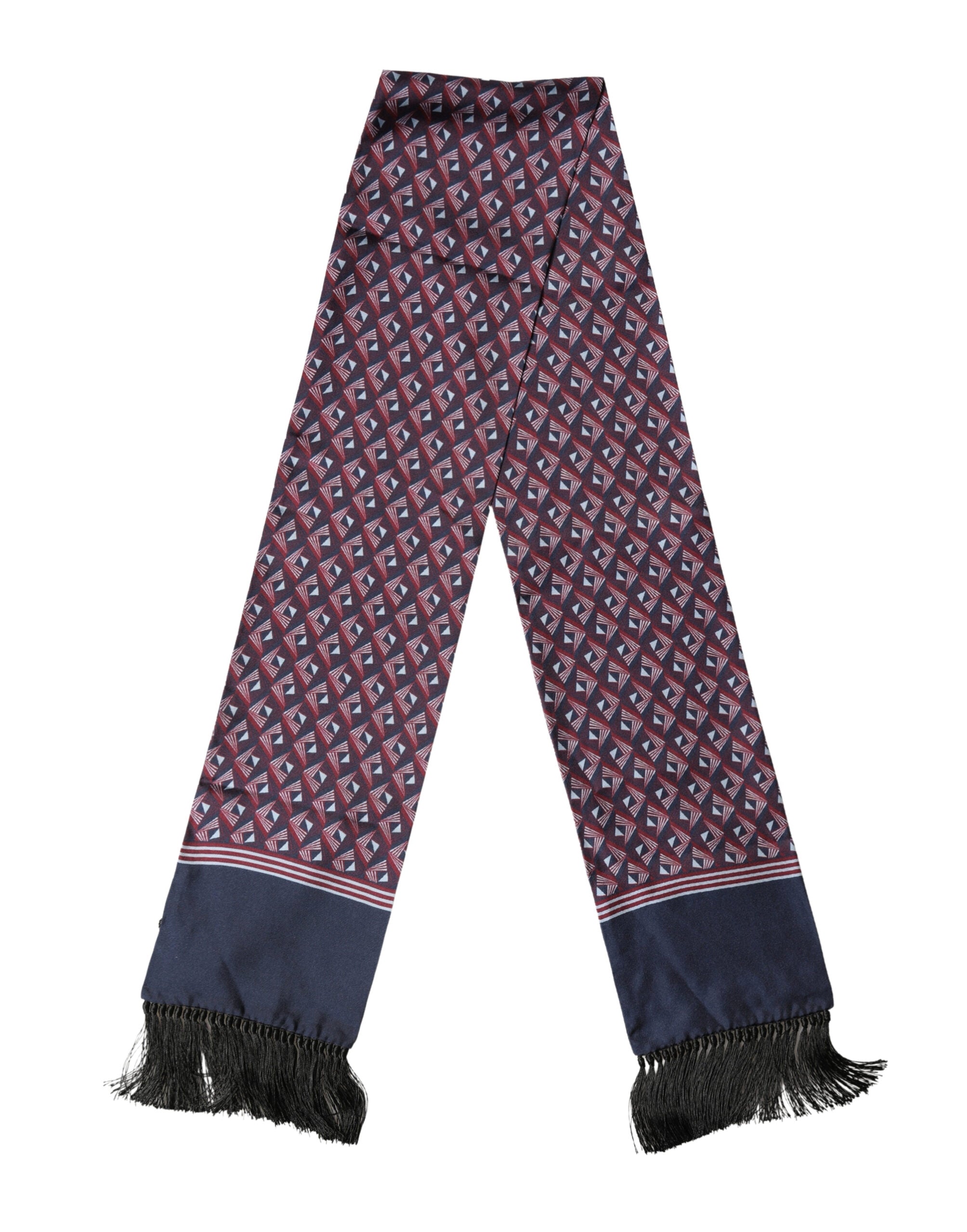 Dolce & Gabbana Multicolor Geometric Pattern Silk Fringe 142cm X 15cm Scarf - Luxe Marca