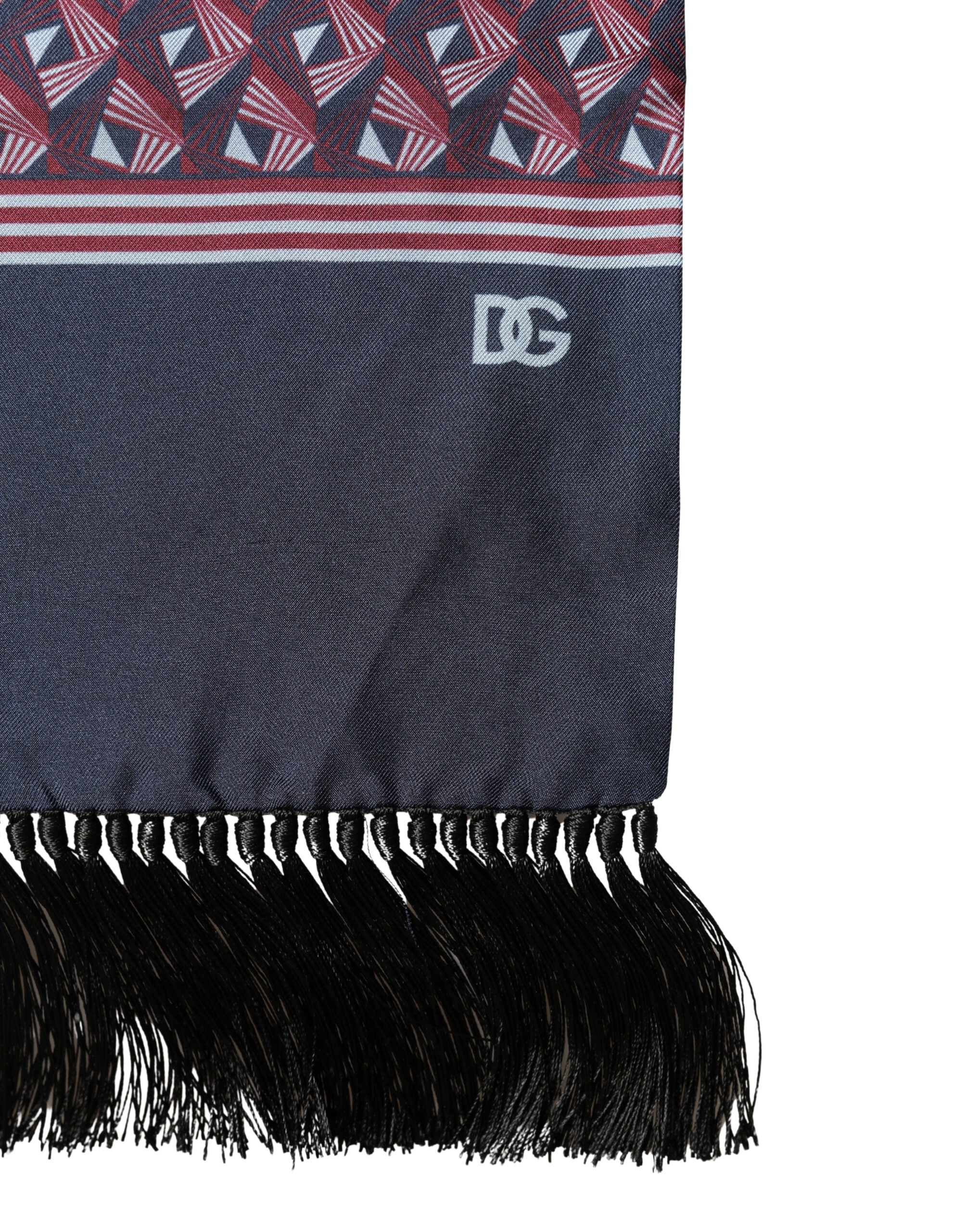 Dolce & Gabbana Multicolor Geometric Pattern Silk Fringe 142cm X 15cm Scarf - Luxe Marca