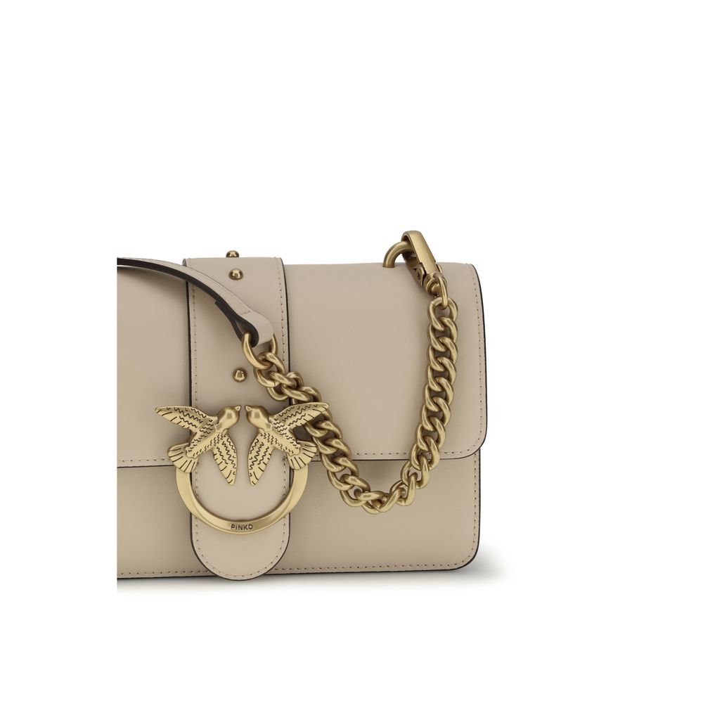 PINKO Beige Calf Leather Bos Taurus Shoulder Bag - Luxe Marca
