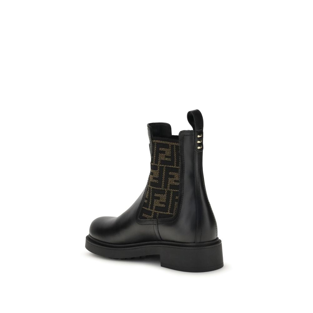 Fendi Black Calf Leather Bos Taurus Ankle Boots - Luxe Marca