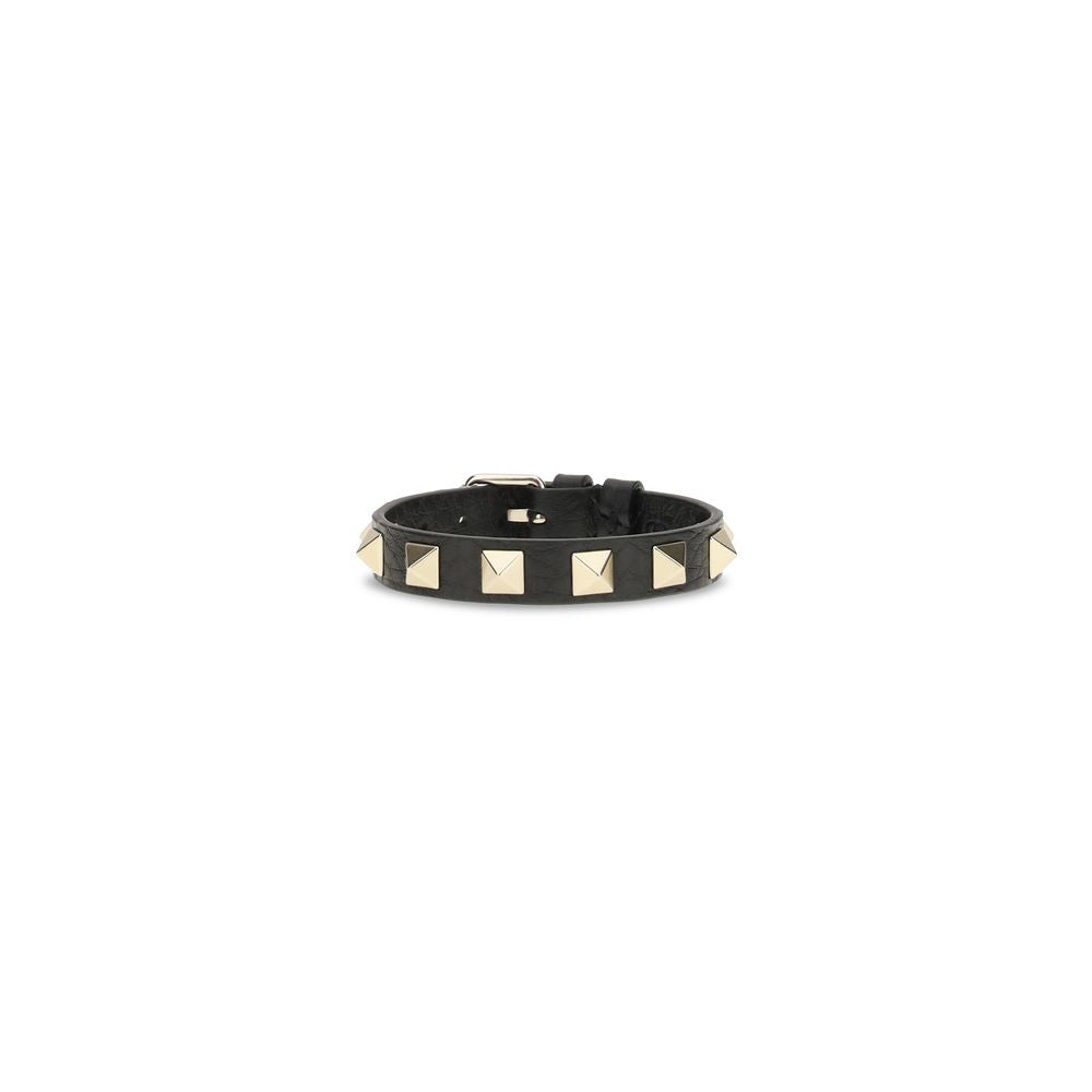 Valentino Garavani Black Calf Leather Bos Taurus Bracelet - Luxe Marca