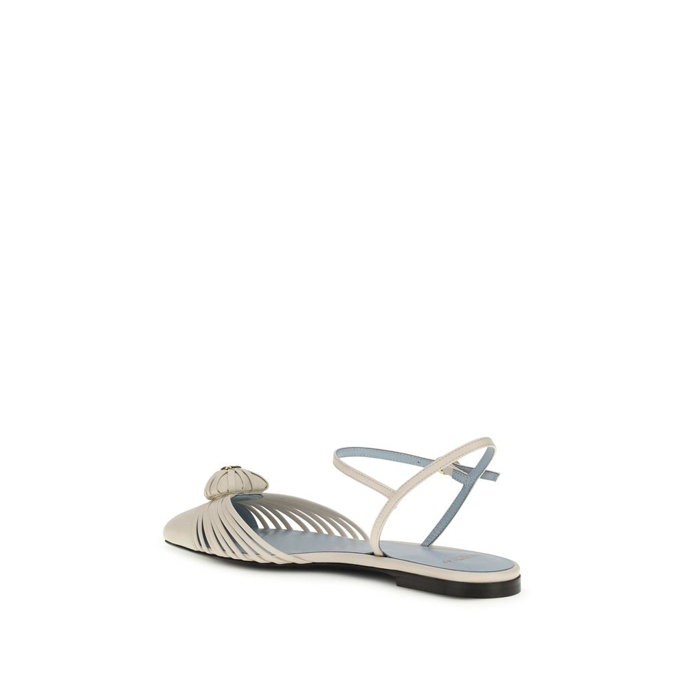 Valentino Garavani Beige Calf Leather Bos Taurus Sandals - Luxe Marca