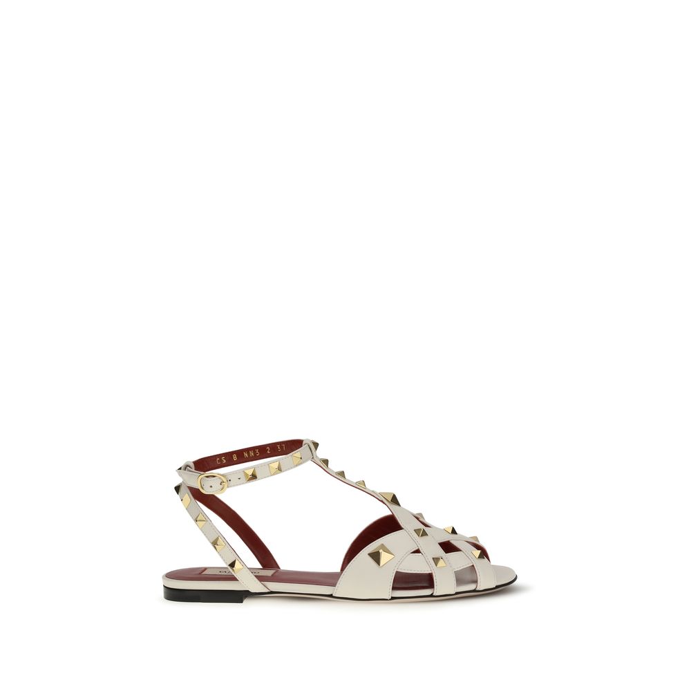 Valentino Garavani Beige Goatskin Flat Sandals - Luxe Marca
