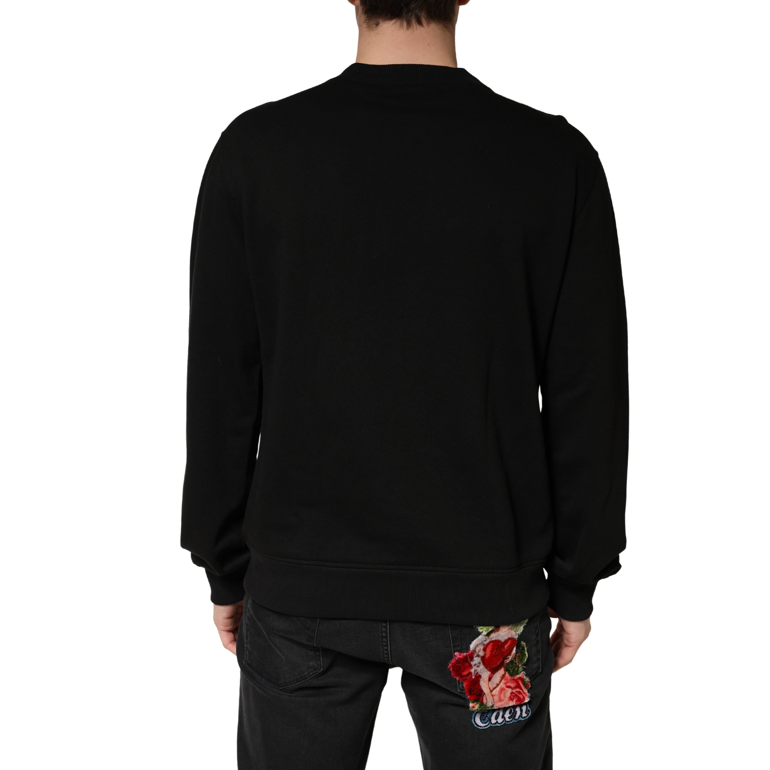 Dolce & Gabbana Sweater Black Cotton Crewneck Sweatshirt - Luxe Marca