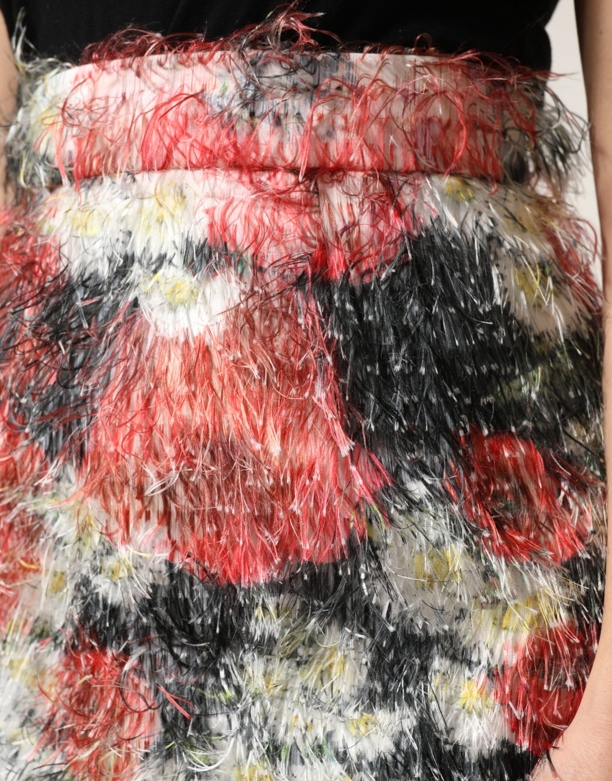 Dolce & Gabbana Multicolor Floral Textured Faux Fur Pencil Skirt - Luxe Marca