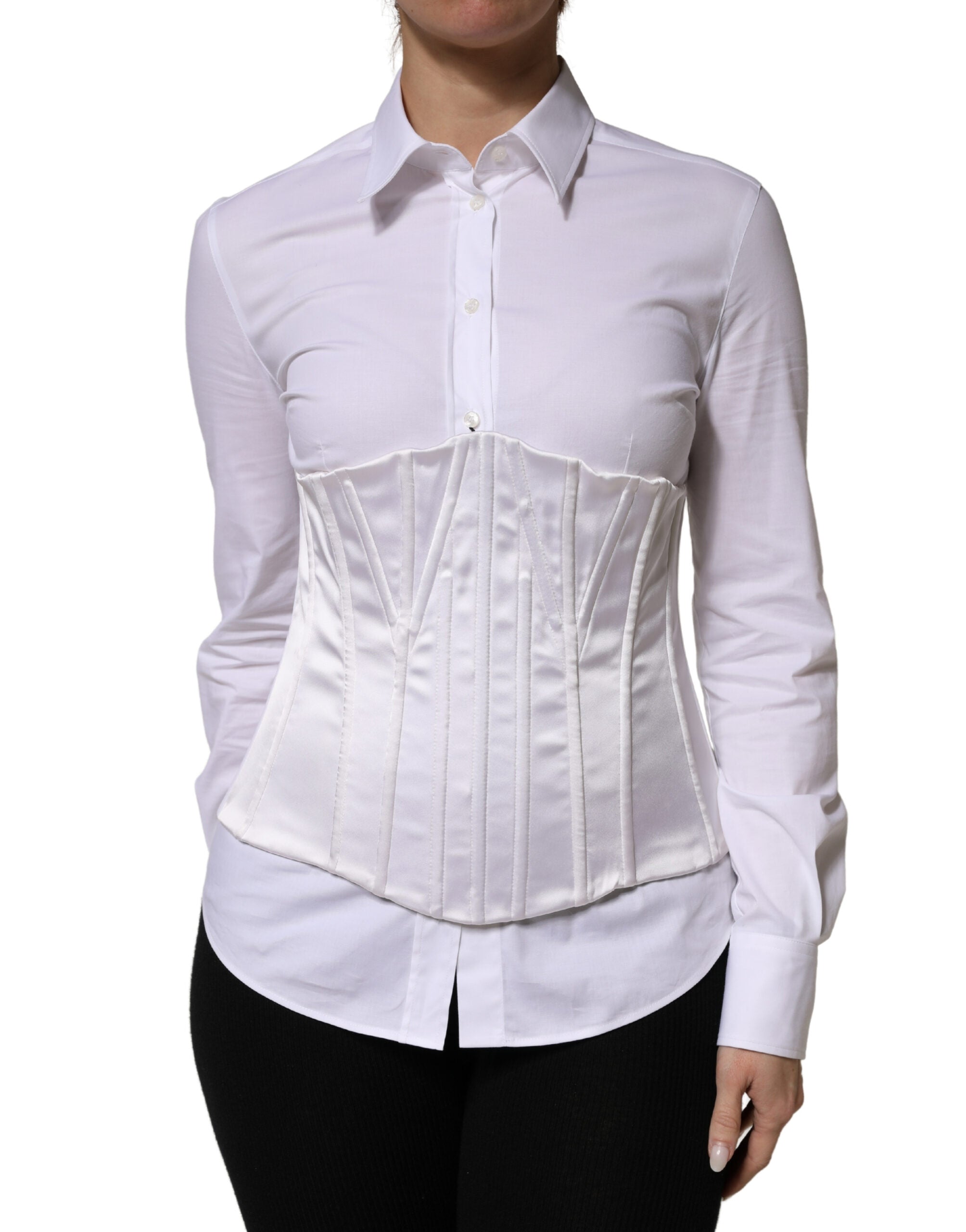 Dolce & Gabbana White Polyamide Waist Cincher Bustier Corset Top - Luxe Marca