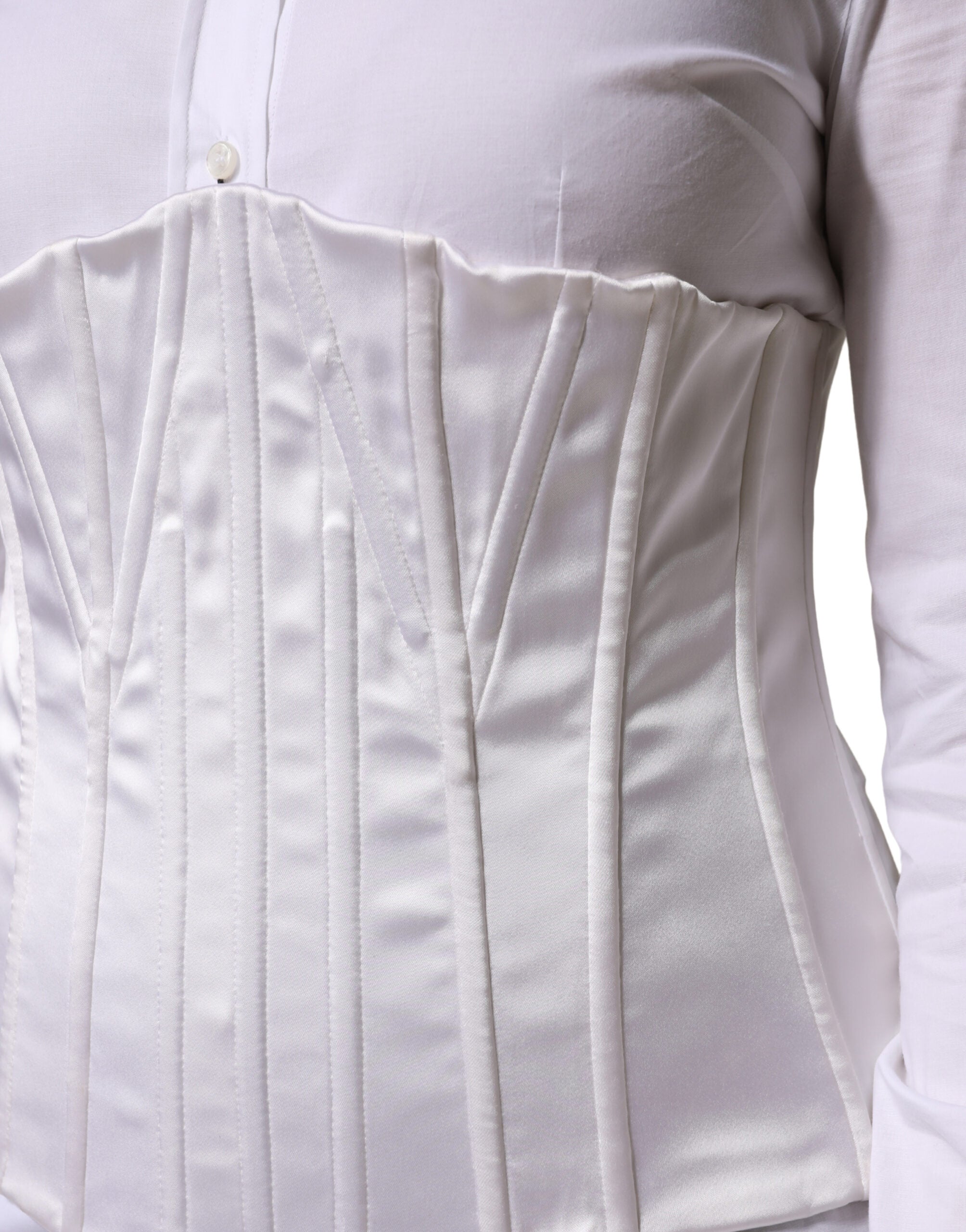 Dolce & Gabbana White Polyamide Waist Cincher Bustier Corset Top - Luxe Marca