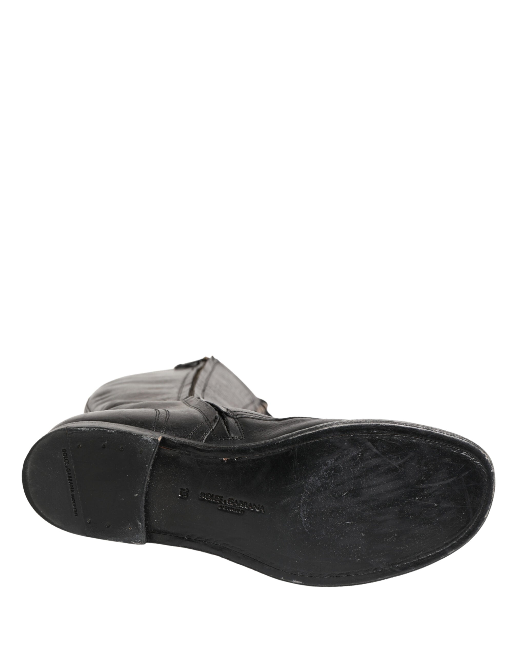 Dolce & Gabbana Re-Edition Black Leather Lace Up Boots Shoes - Luxe Marca