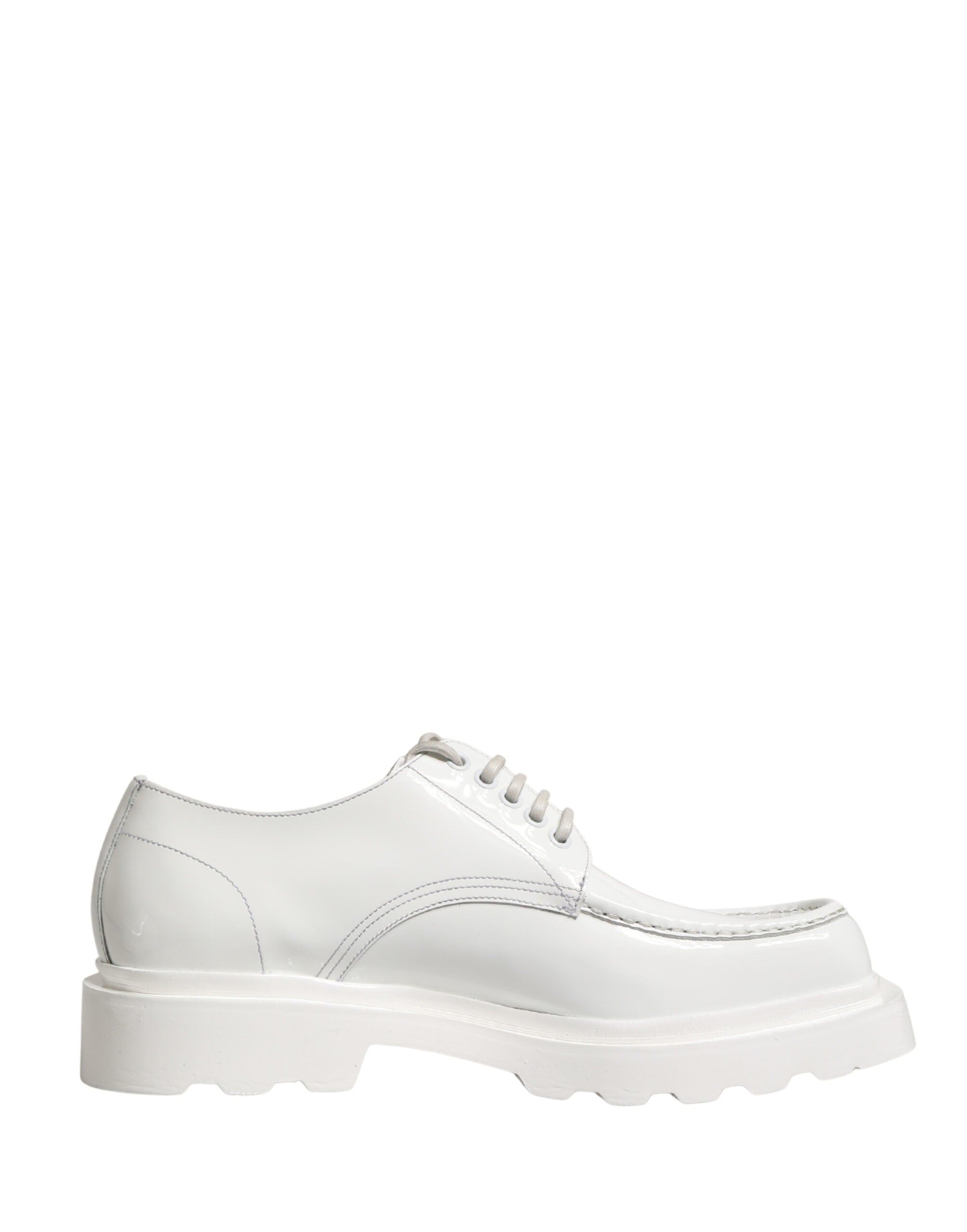 Dolce & Gabbana White Leather Chunky Sole Derby Shoes - Luxe Marca