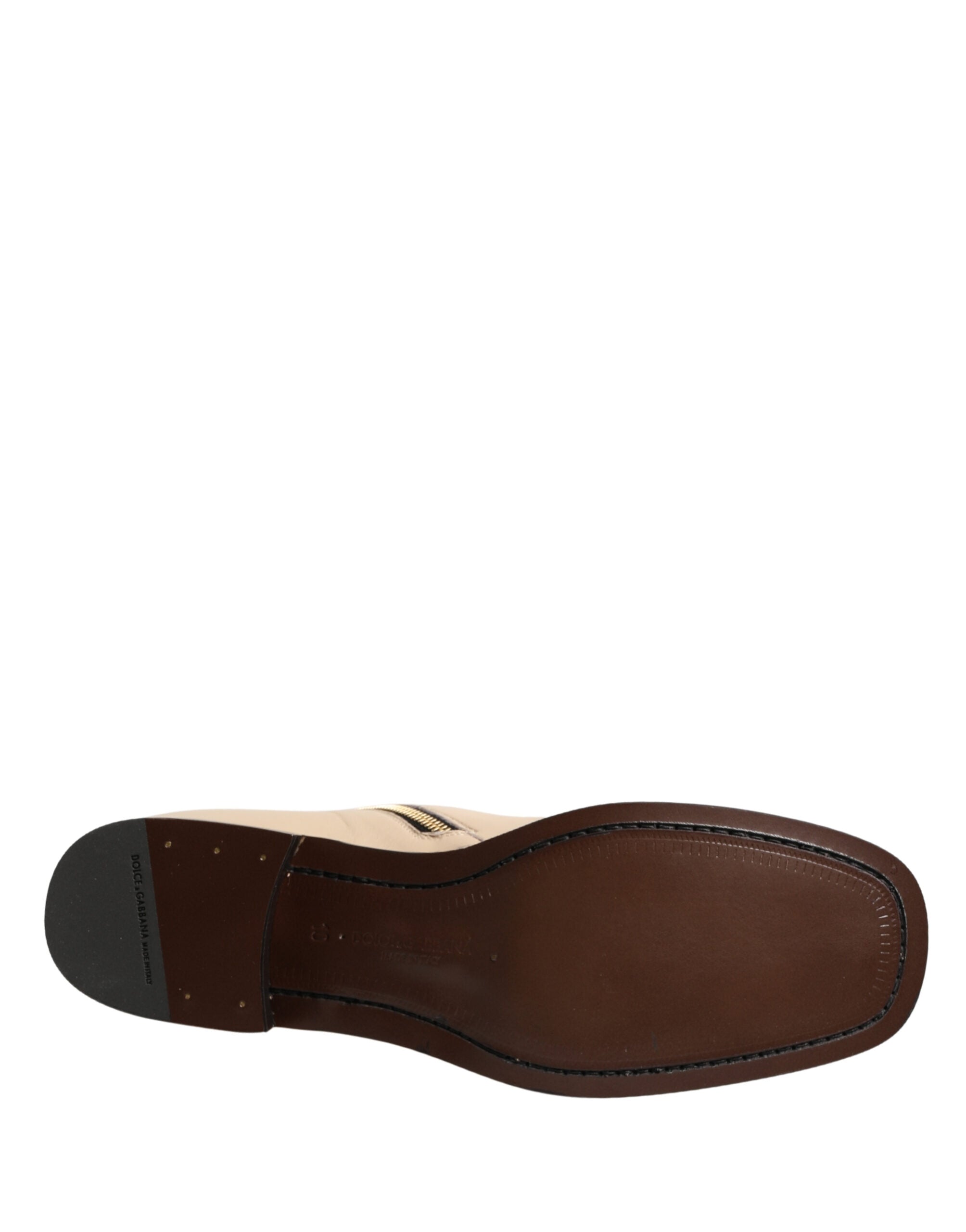 Dolce & Gabbana Beige Leather Logo Plaque Ankle Boots Shoes - Luxe Marca