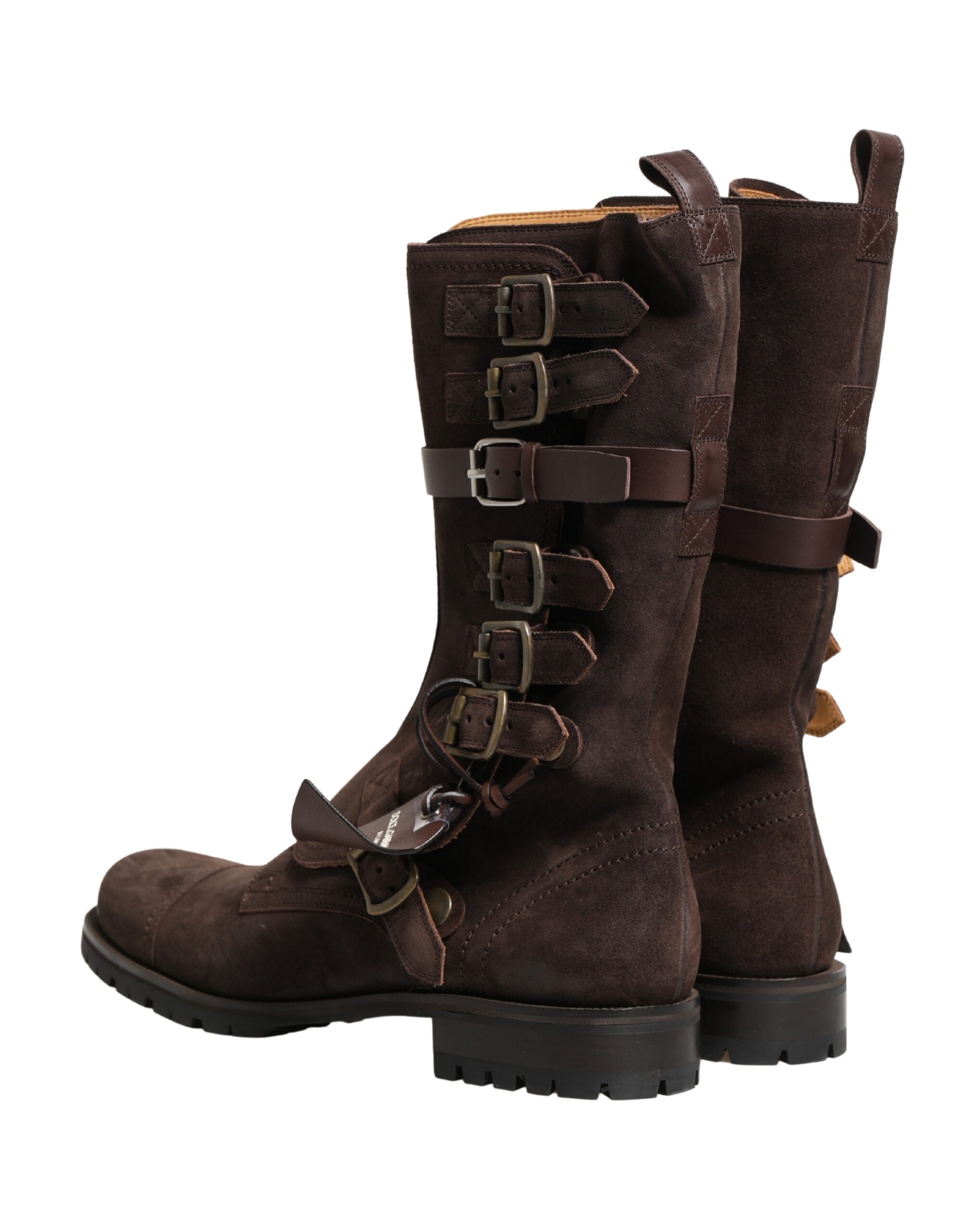 Dolce & Gabbana Brown Suede Leather Combat Ankle Boots Shoes - Luxe Marca