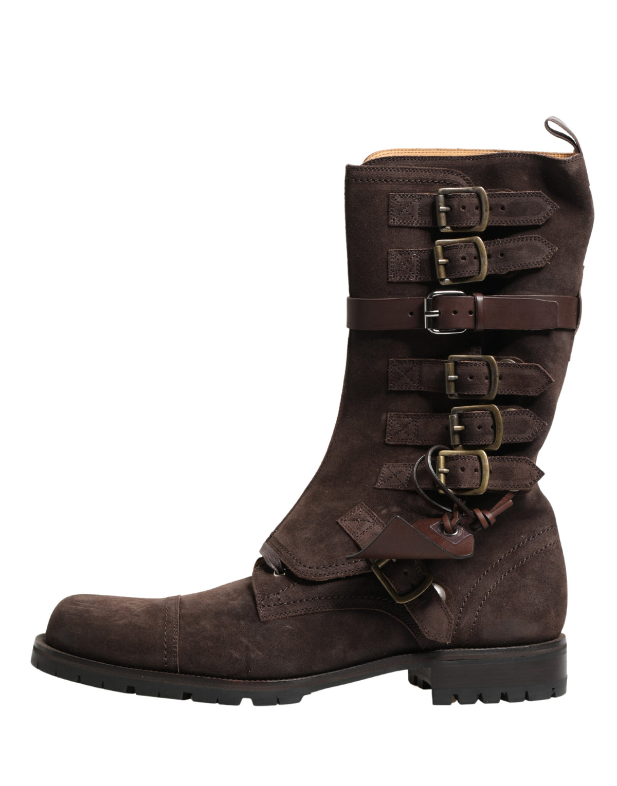 Dolce & Gabbana Brown Suede Leather Combat Ankle Boots Shoes
