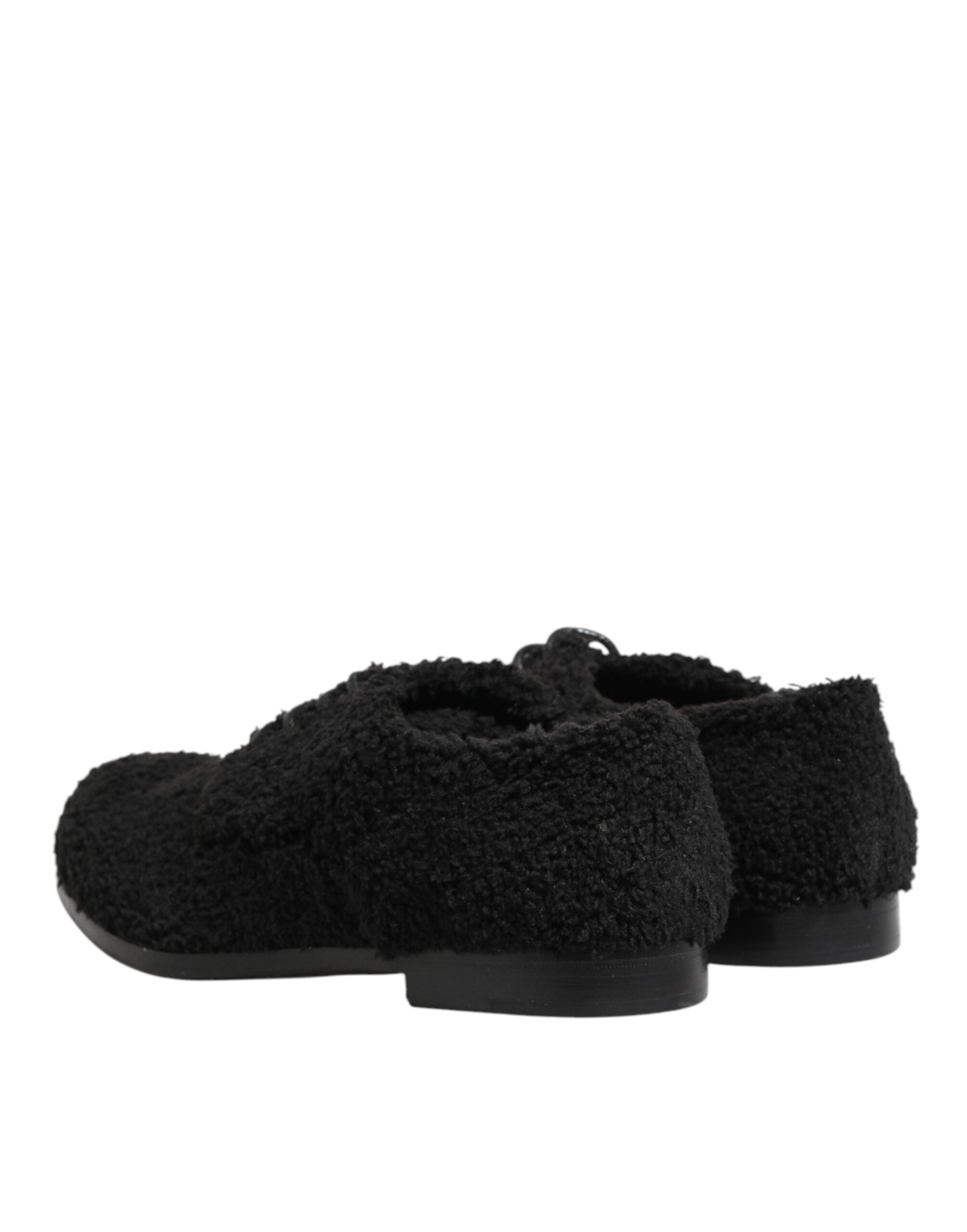 Dolce & Gabbana Men Black Riccio Shearling Dress Derby Shoes - Luxe Marca
