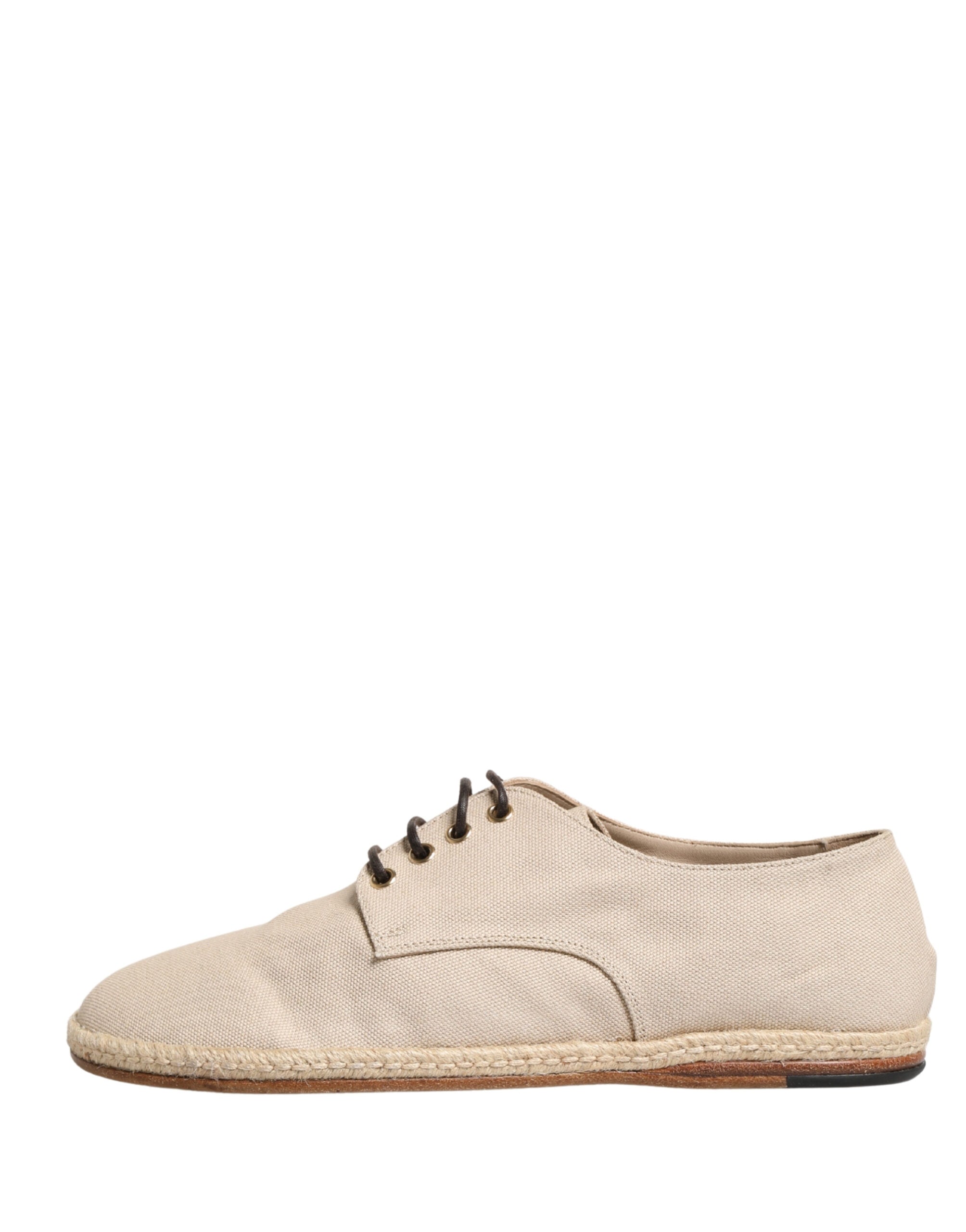 Dolce & Gabbana Beige Espadrille Sole Lace Up Canvas Derby Shoes - Luxe Marca