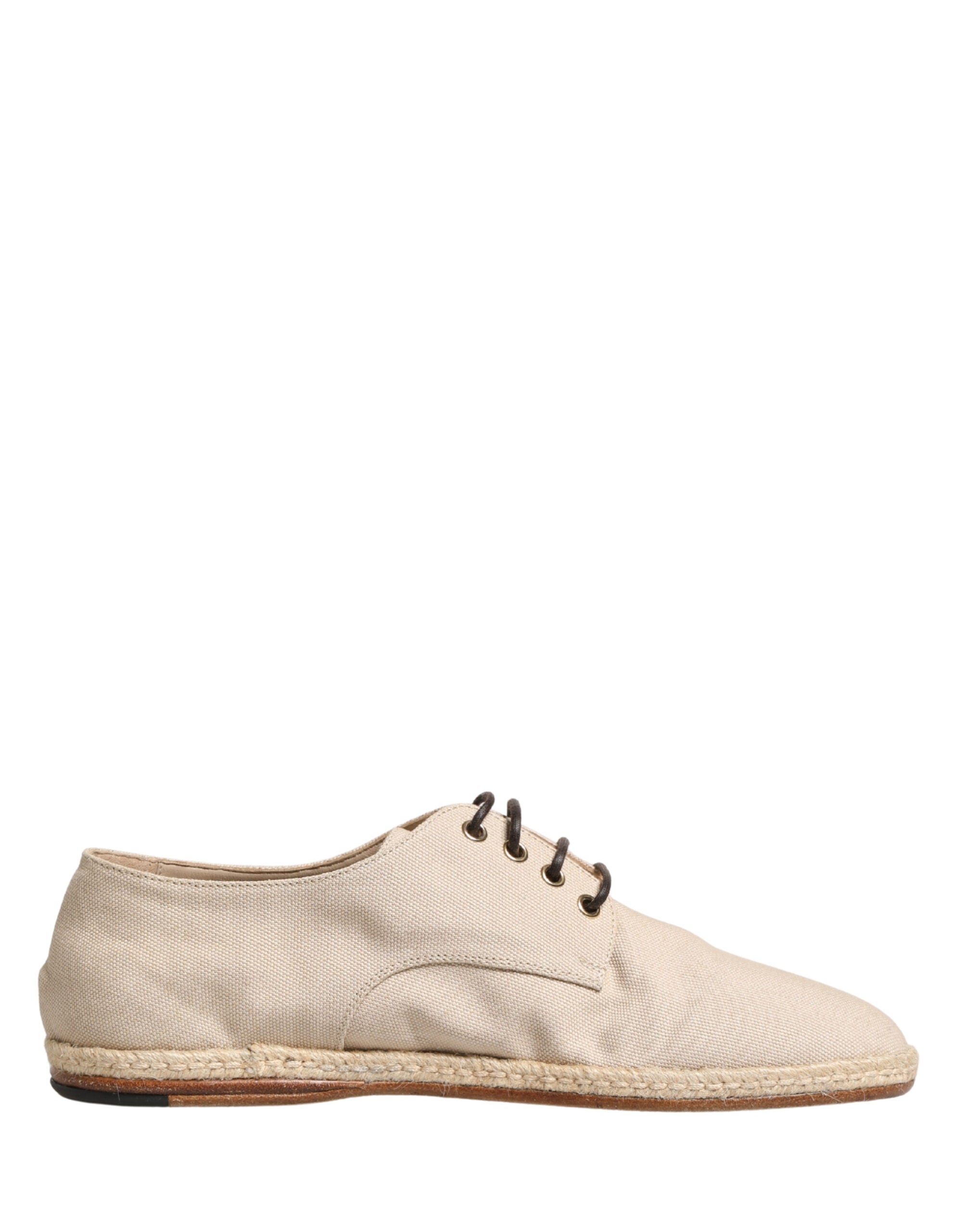 Dolce & Gabbana Beige Espadrille Sole Lace Up Canvas Derby Shoes - Luxe Marca