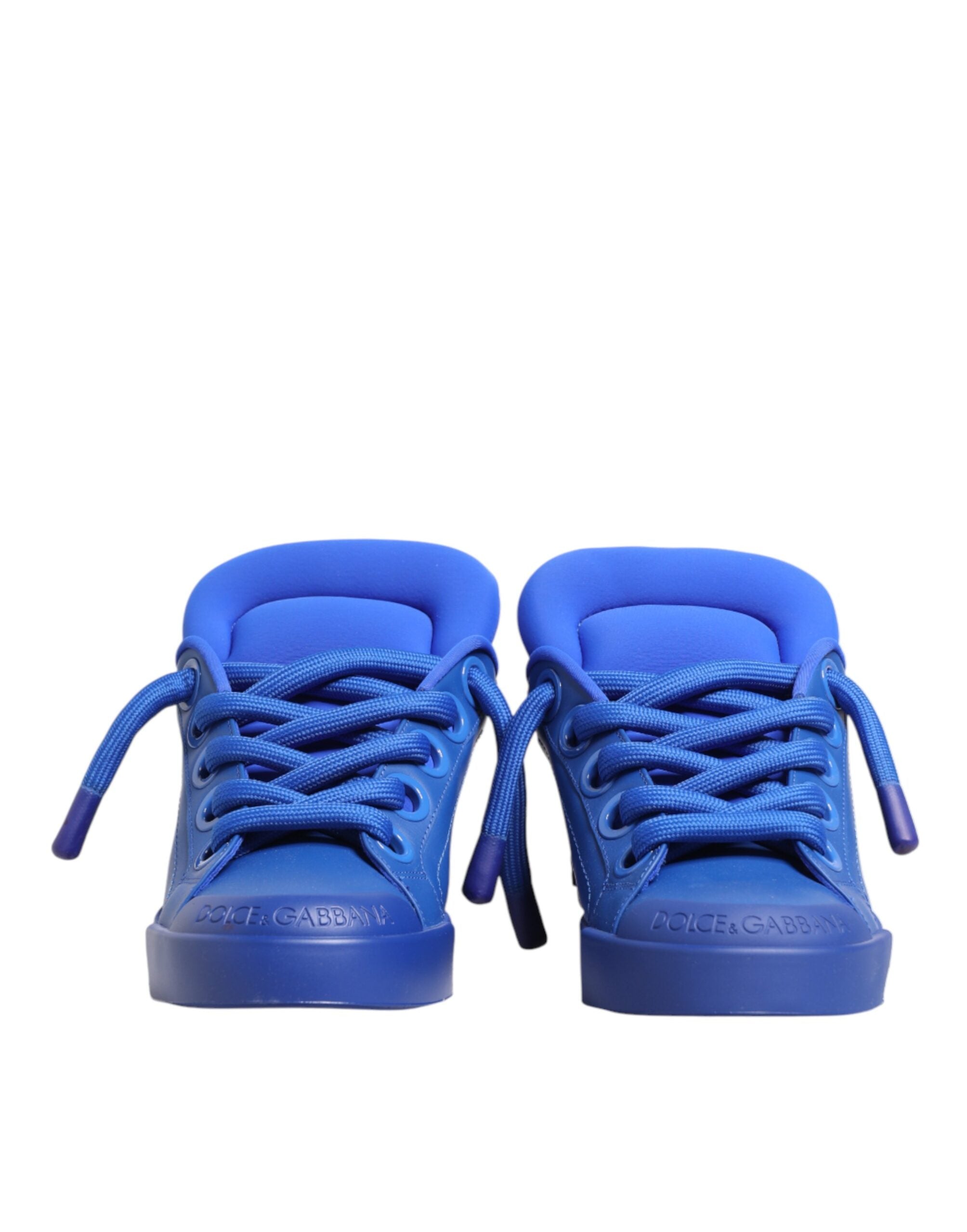 Dolce & Gabbana Blue Leather DG Logo Sole Low Top Sneakers Shoes - Luxe Marca