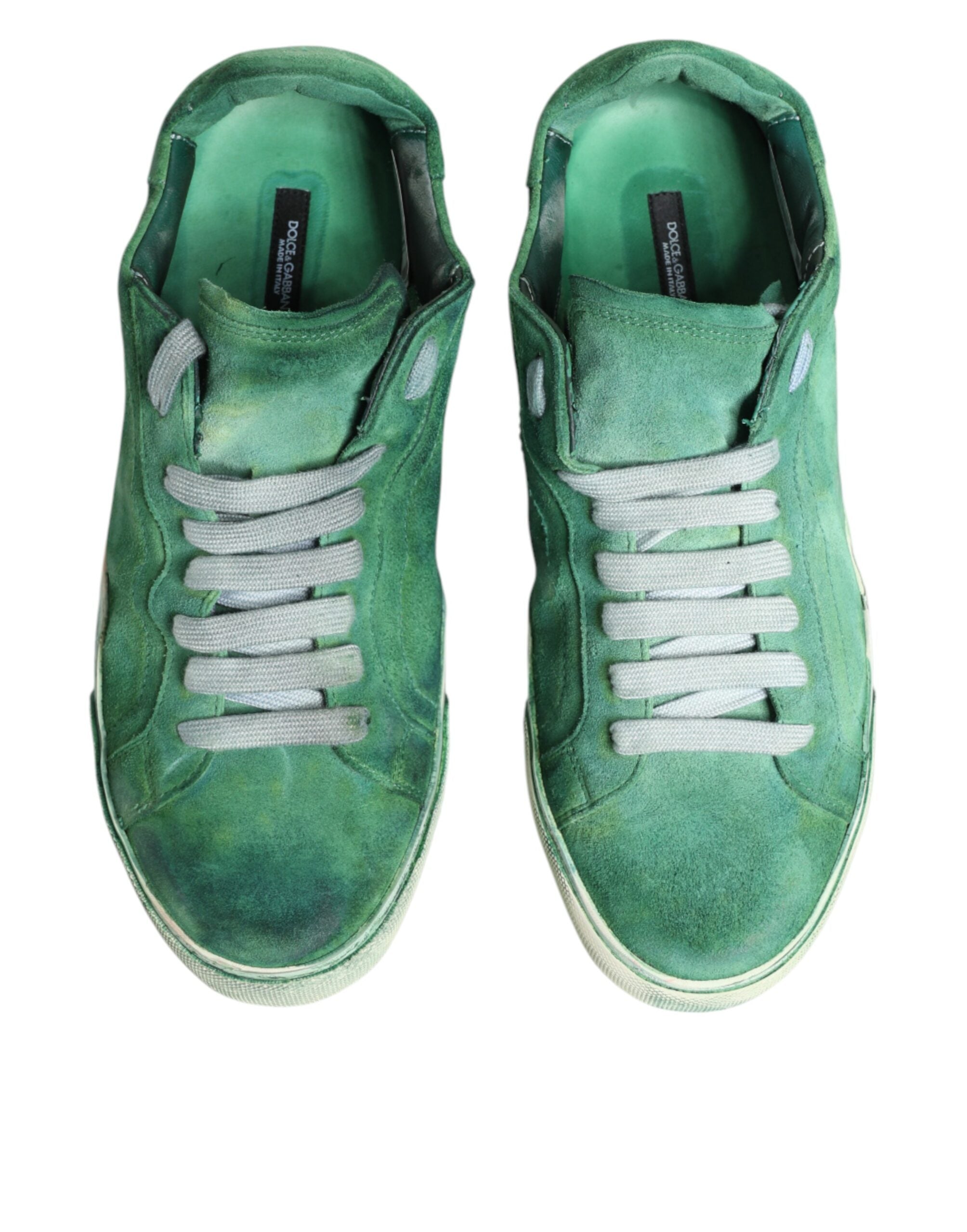 Dolce & Gabbana Green Suade DG Logo Sole Low Top Sneakers Shoes - Luxe Marca