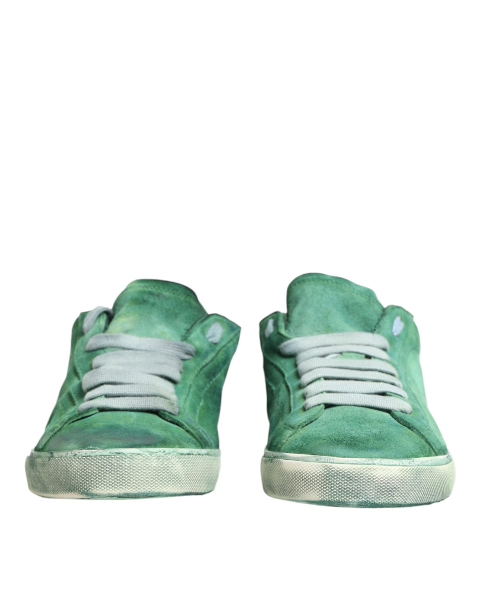 Dolce & Gabbana Green Suade DG Logo Sole Low Top Sneakers Shoes - Luxe Marca