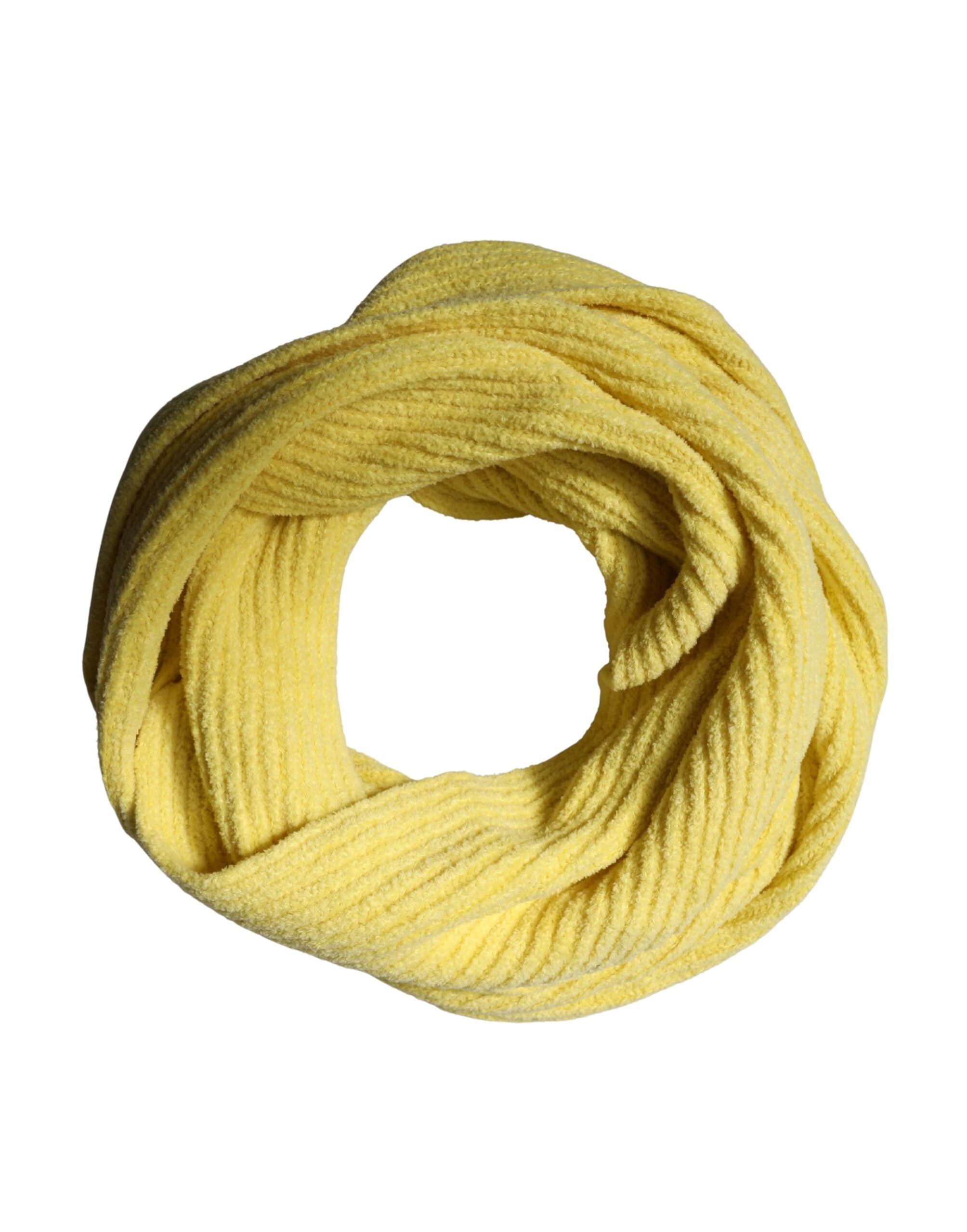 Dolce & Gabbana Yellow Cotton Knitted Neck Foulard 270cm x 31cm Men Scarf - Luxe Marca