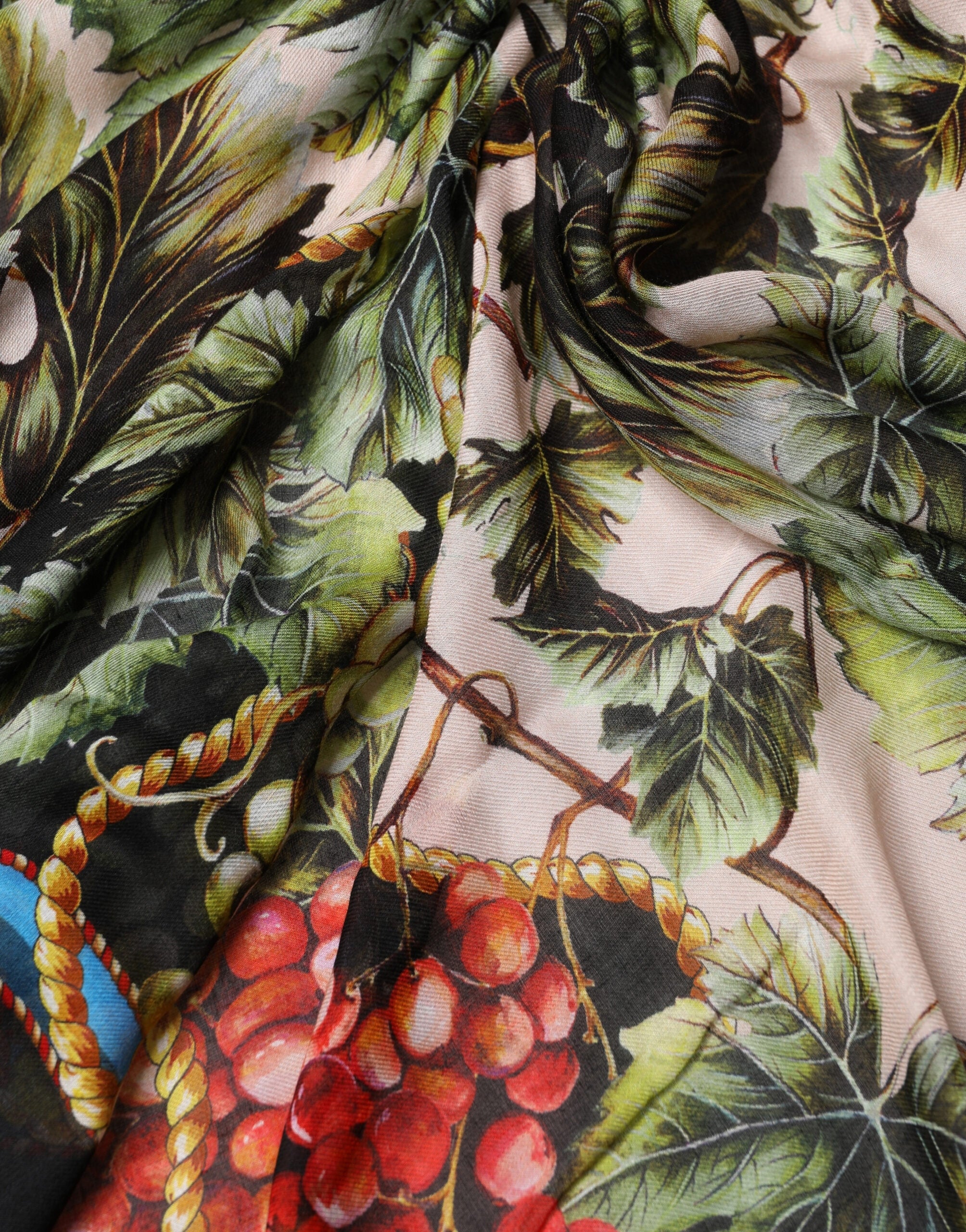 Dolce & Gabbana Multicolor Grapes Print Wrap Shawl 196cm x 134cm Scarf - Luxe Marca