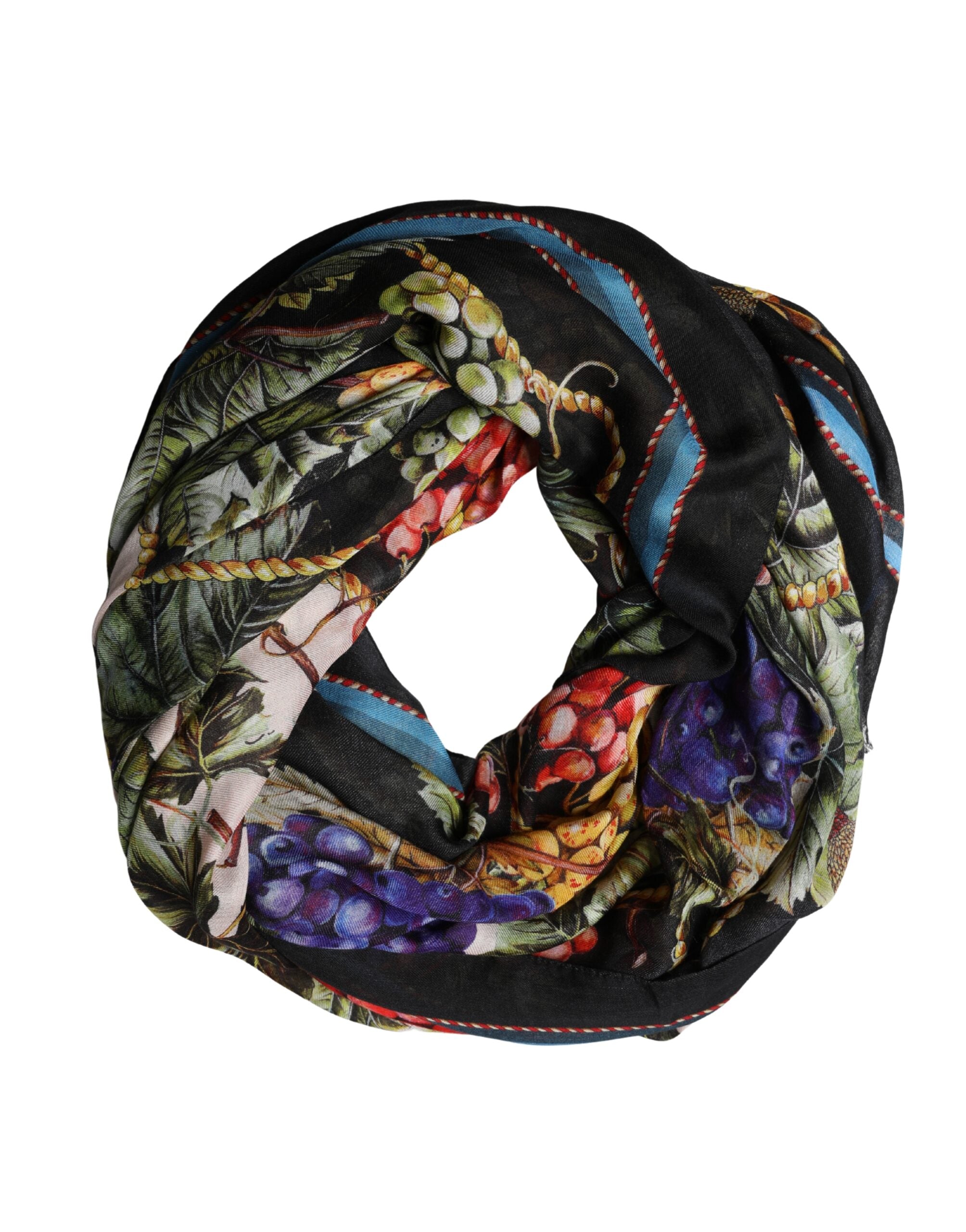 Dolce & Gabbana Multicolor Grapes Print Wrap Shawl 196cm x 134cm Scarf - Luxe Marca
