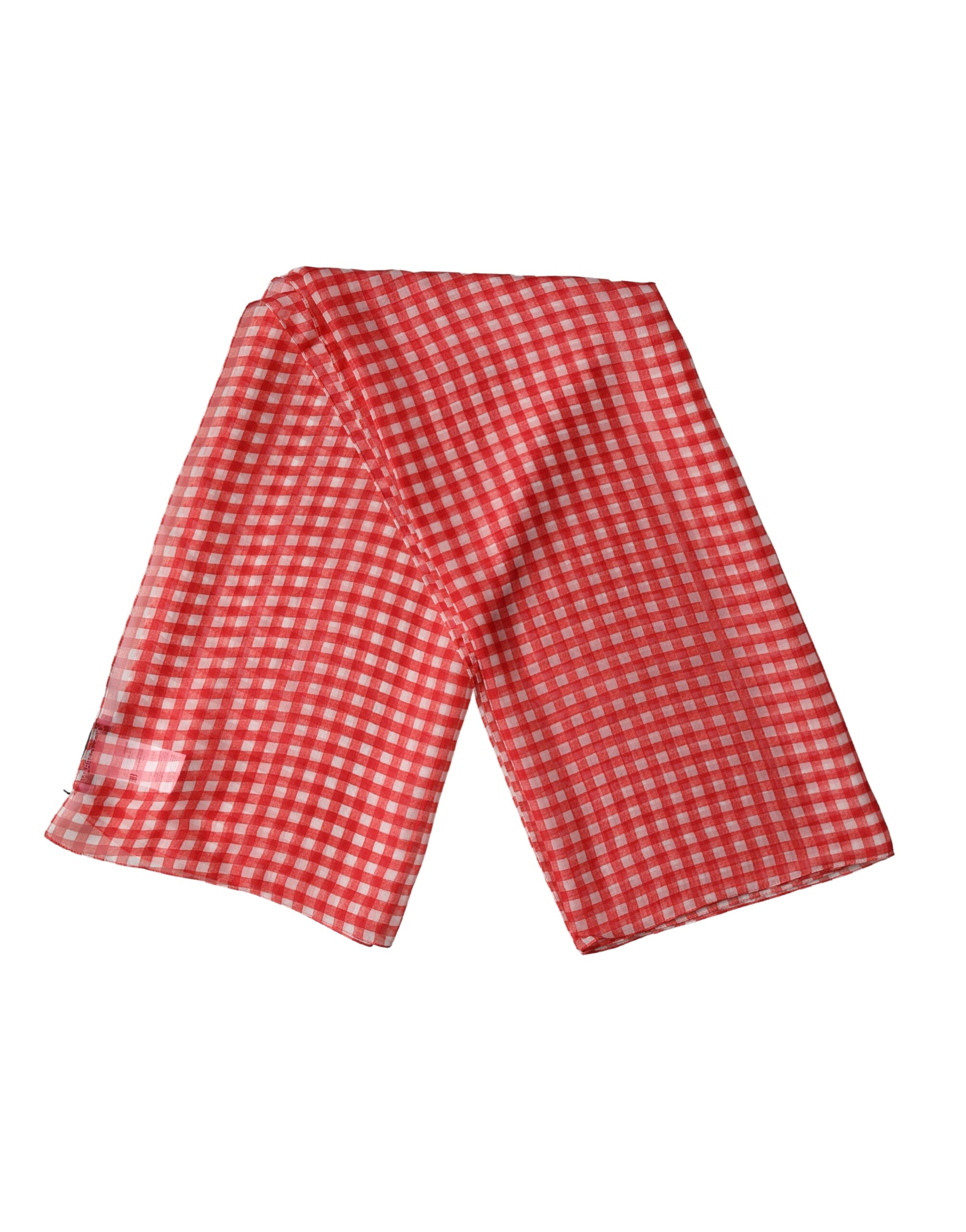 Dolce & Gabbana White Red Check Silk Wrap Foulard 140cm x 136cm Scarf - Luxe Marca