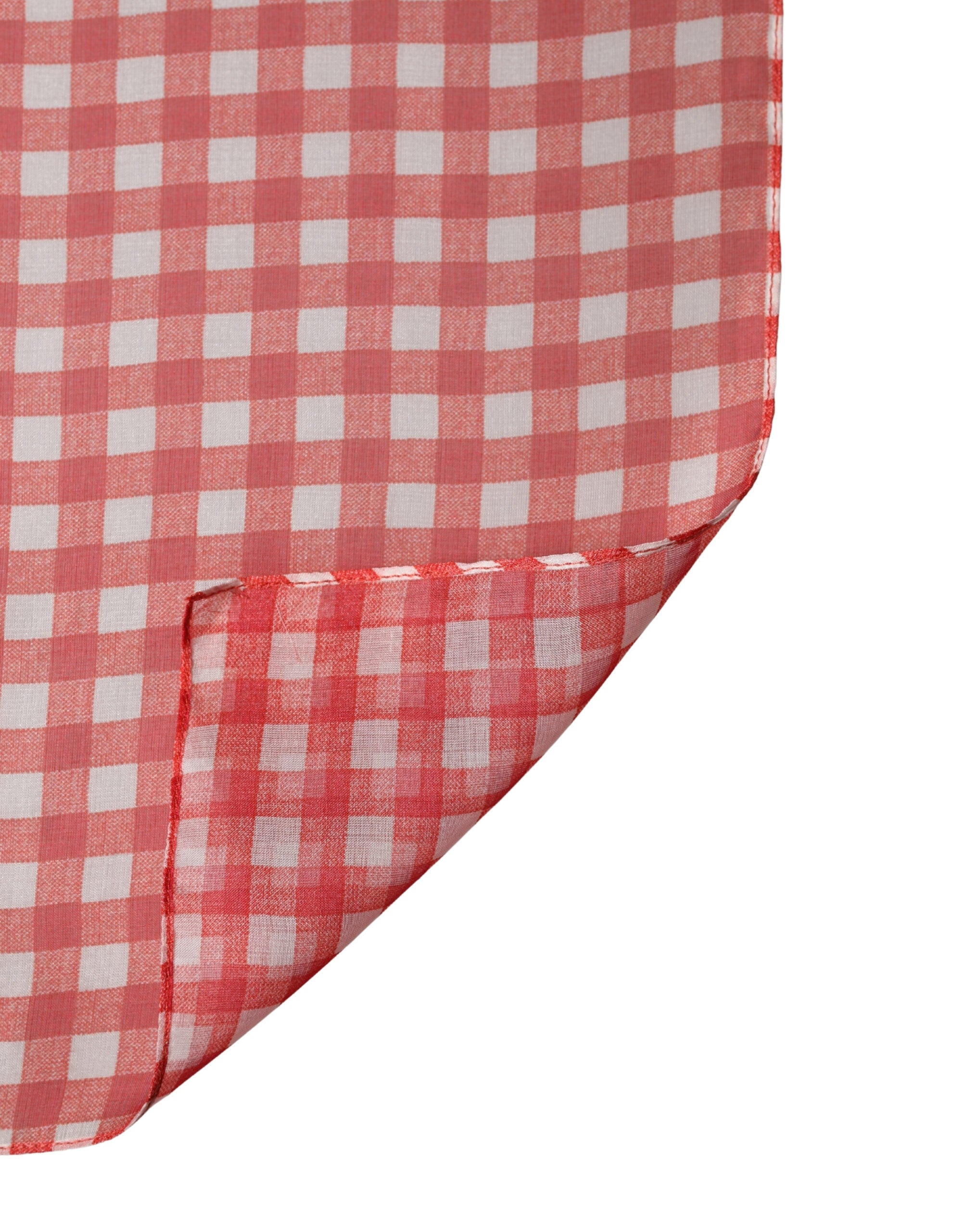 Dolce & Gabbana White Red Check Silk Wrap Foulard 140cm x 136cm Scarf - Luxe Marca