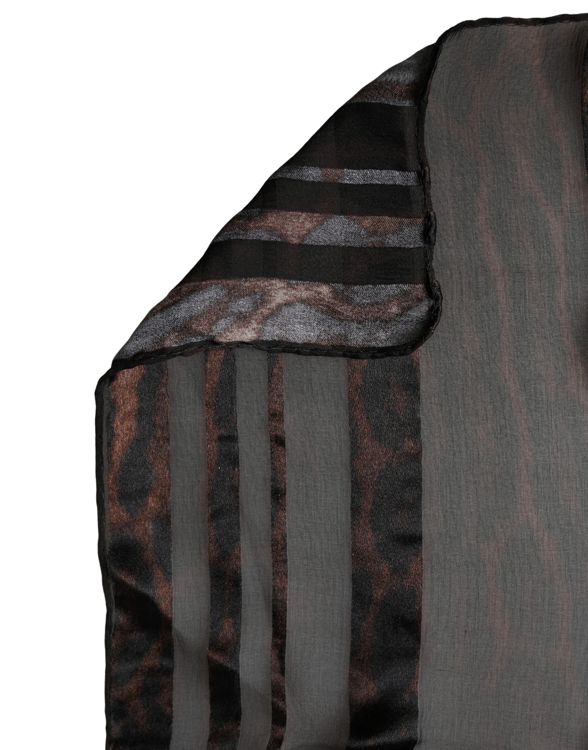 Dolce & Gabbana Black Stripes Silk Wrap Shawl Stole 193cm x 131cm Scarf - Luxe Marca