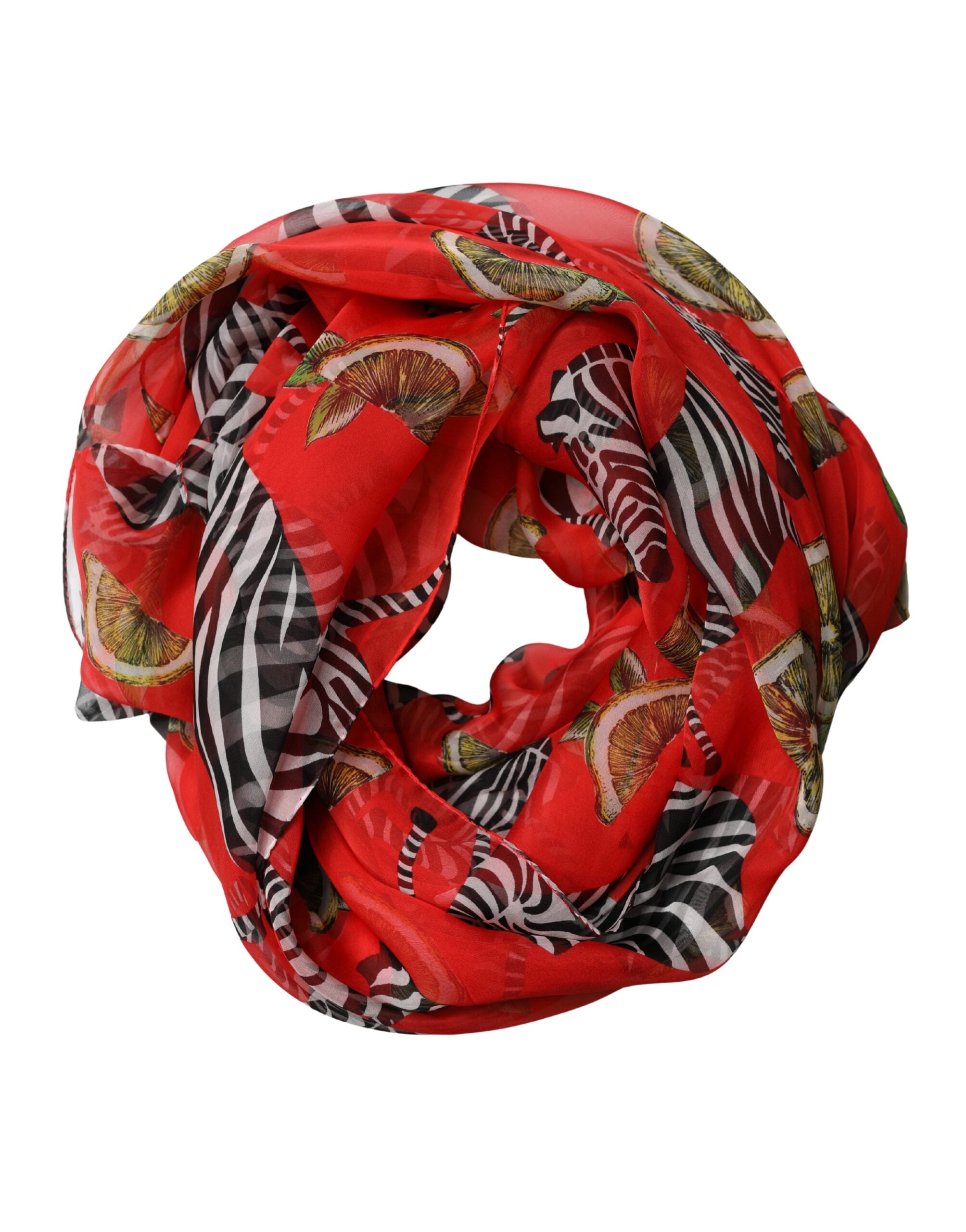 Dolce & Gabbana Red Zebra Print Silk Wrap Shawl Stole 200cm x 132cm Scarf - Luxe Marca