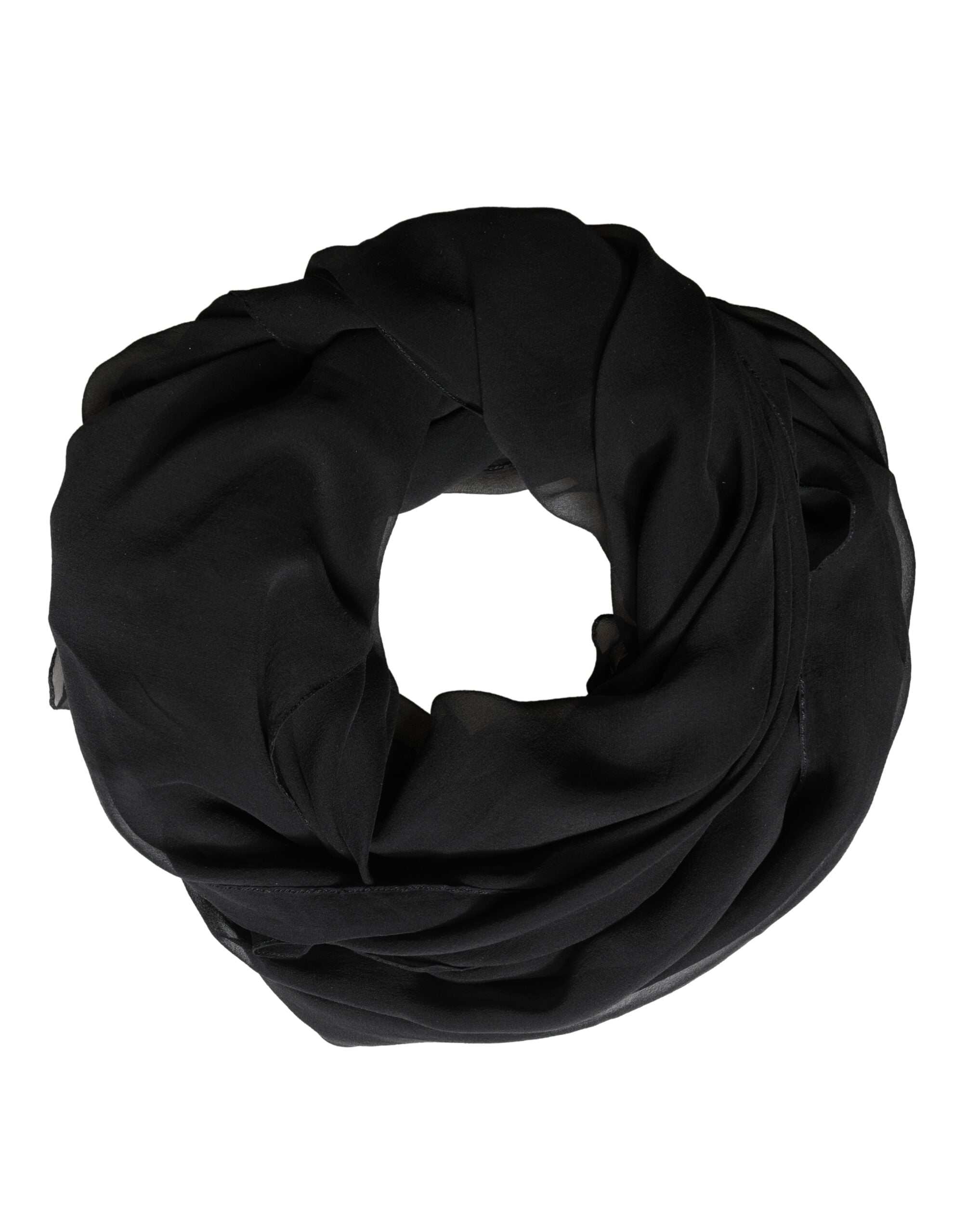 Dolce & Gabbana Black Silk Neck Wrap Shawl Stole 167cm x 126cm Scarf - Luxe Marca