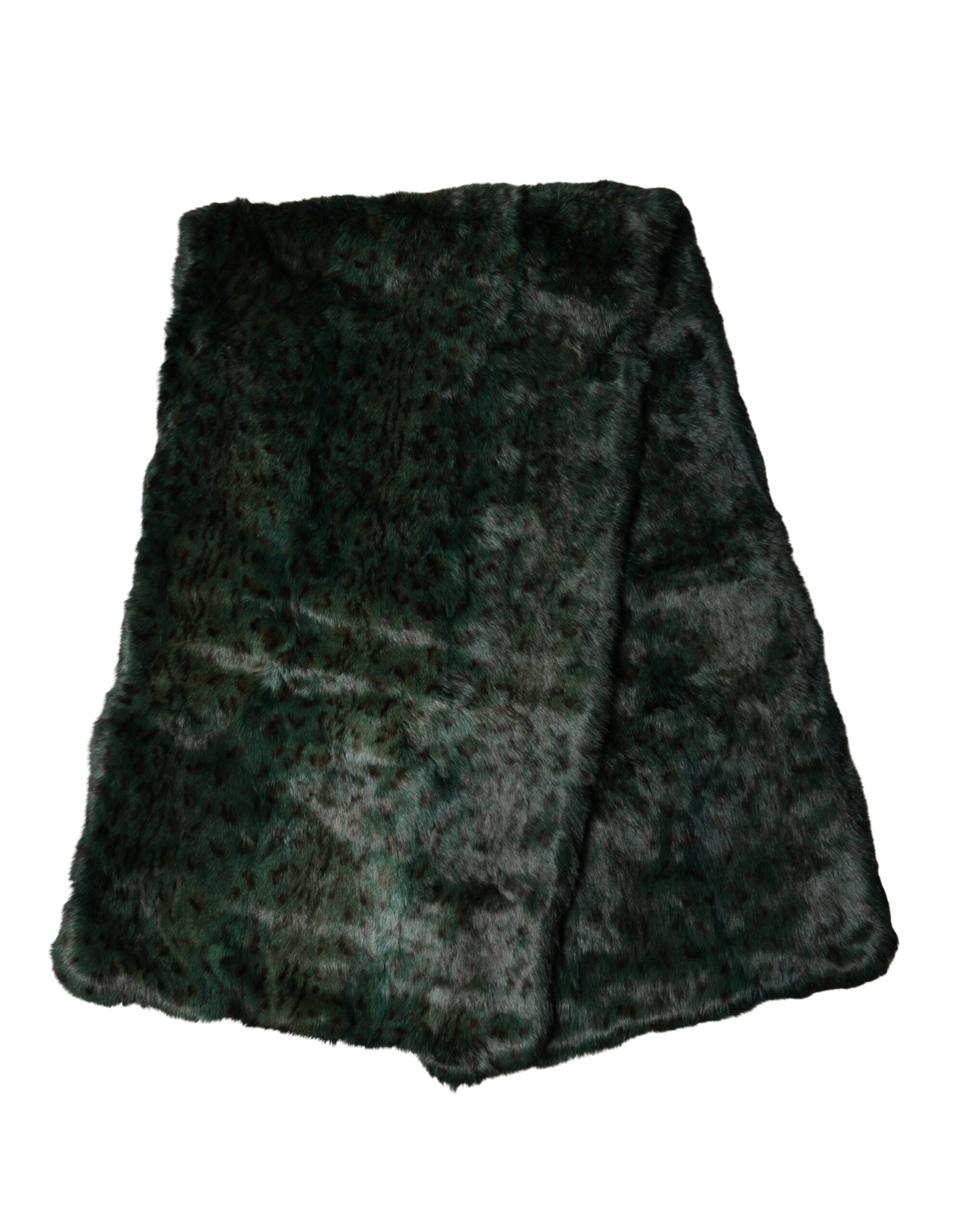 Dolce & Gabbana Black Green Stripe Fur Shawl Neck Wrap 180cm x49cm Scarf - Luxe Marca