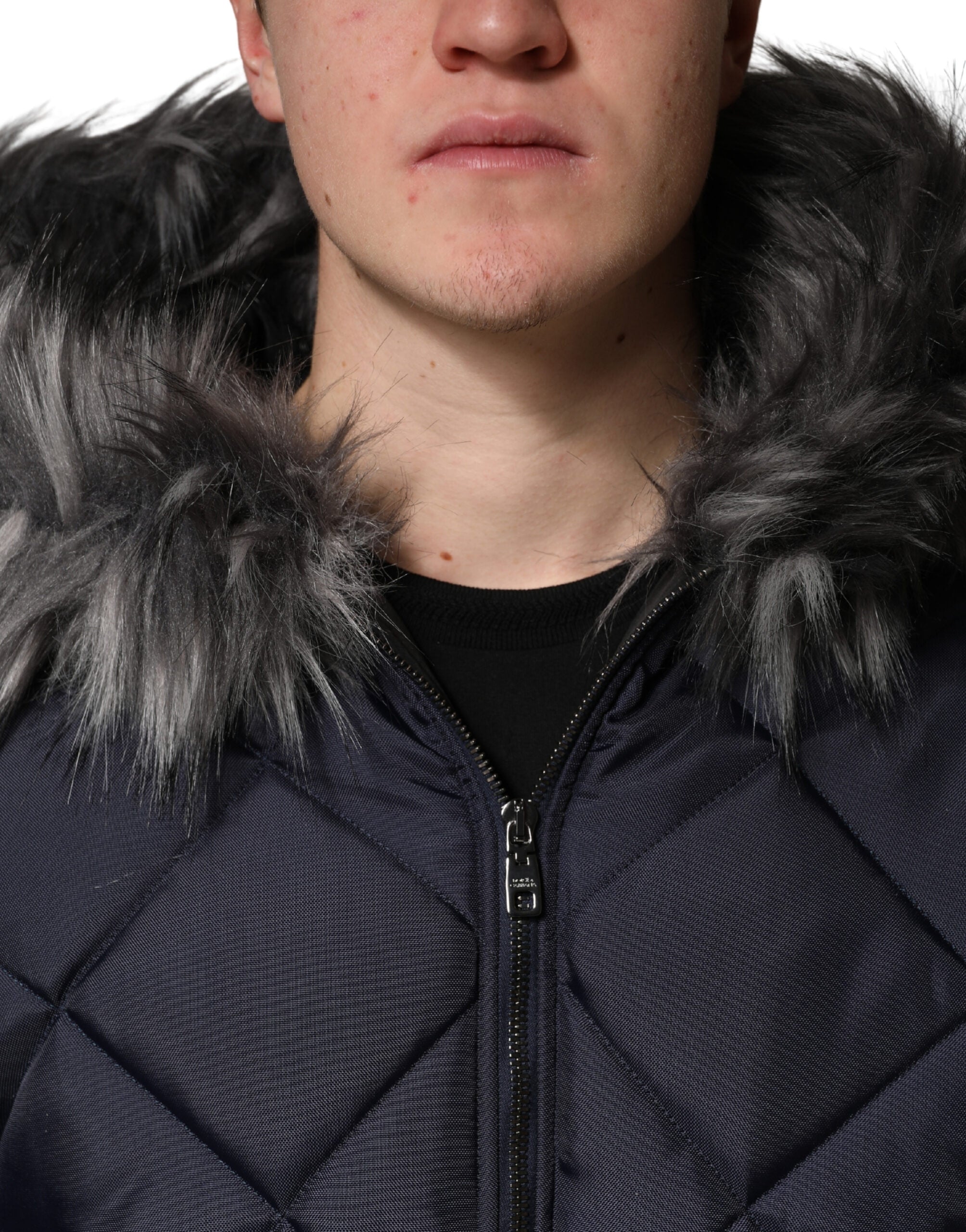 Dolce & Gabbana Black Quilted Fur Shearling Hooded Jacket - Luxe Marca