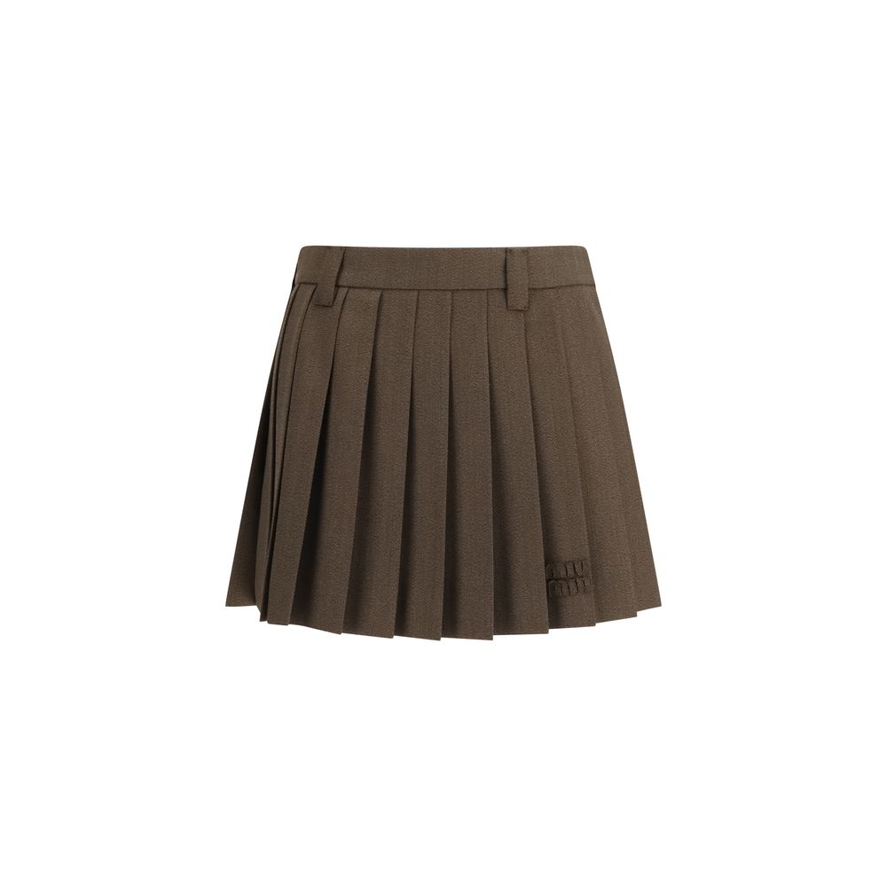 Miu Miu Brown Cotton Mini Skirt - Luxe Marca