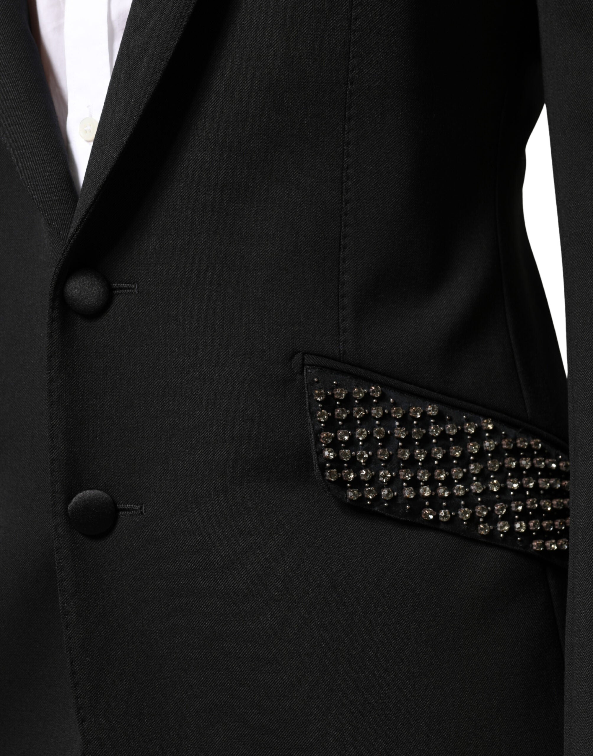 Dolce & Gabbana Black Embellished Single Breasted Blazer - Luxe Marca