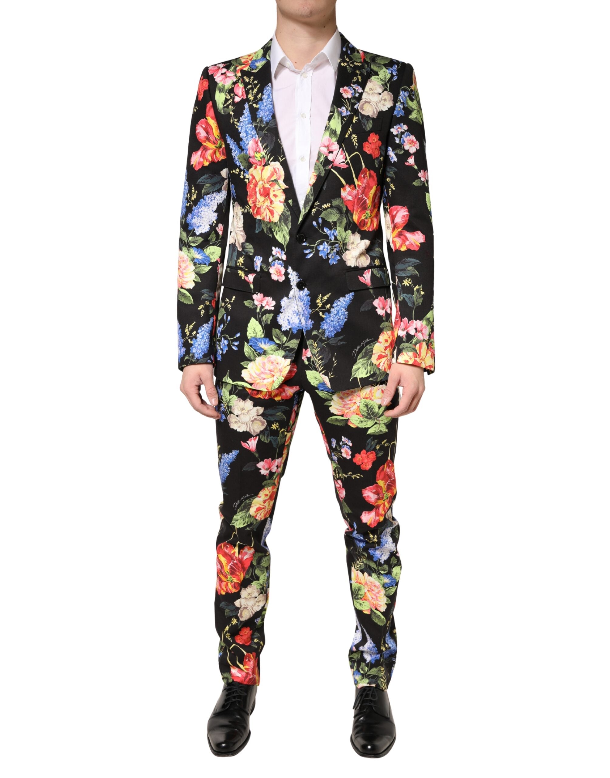 Dolce & Gabbana Black Floral Single Breasted MARTINI 2 Piece Suit - Luxe Marca