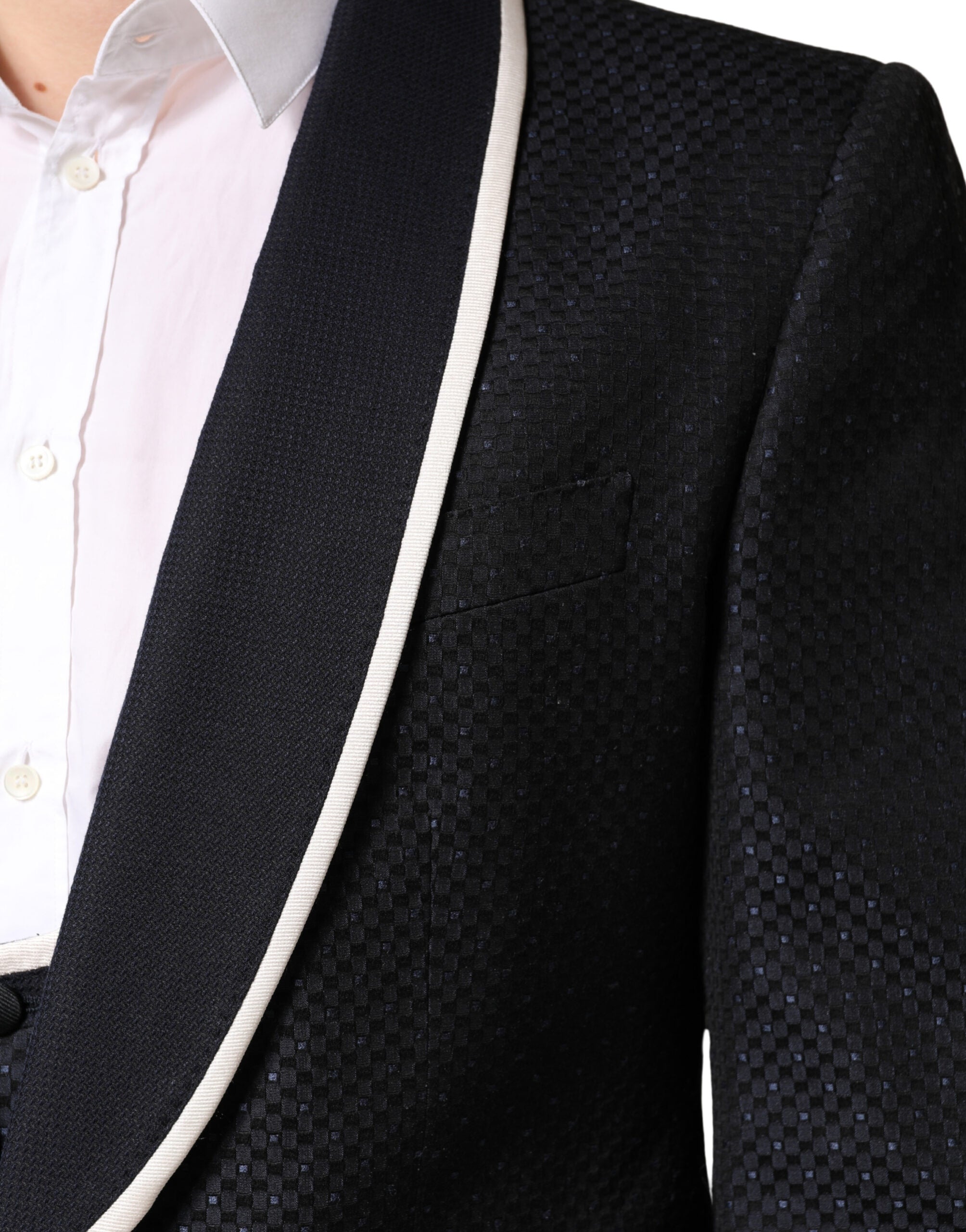 Dolce & Gabbana Black White Single Breasted SICILIA Men 3 Piece Suit - Luxe Marca